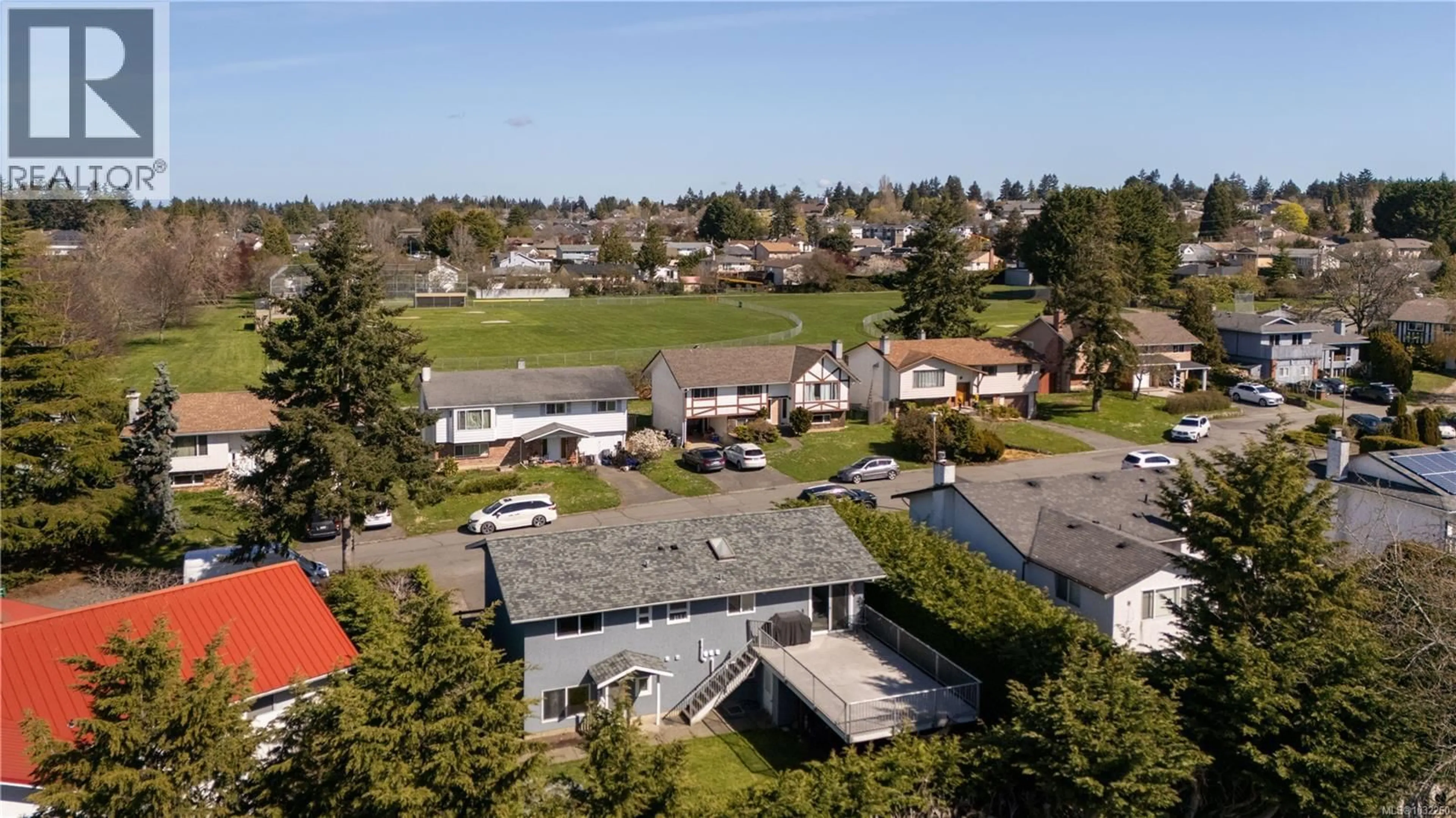 A pic from outside/outdoor area/front of a property/back of a property/a pic from drone, street for 4119 CABOT PLACE, Saanich British Columbia V8N4V9