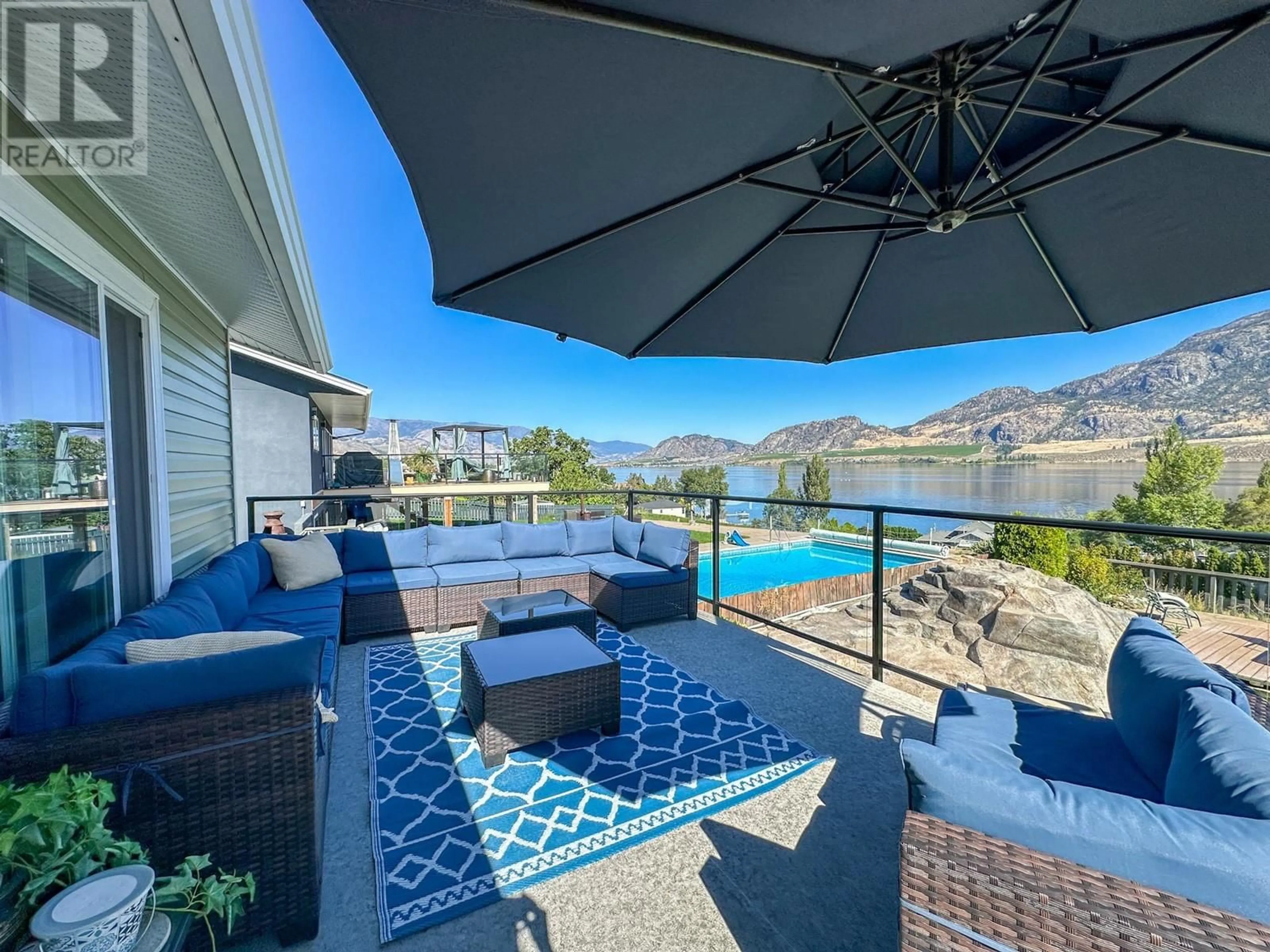 Patio, the fenced backyard for 10015 87th Street, Osoyoos British Columbia V0H1V2