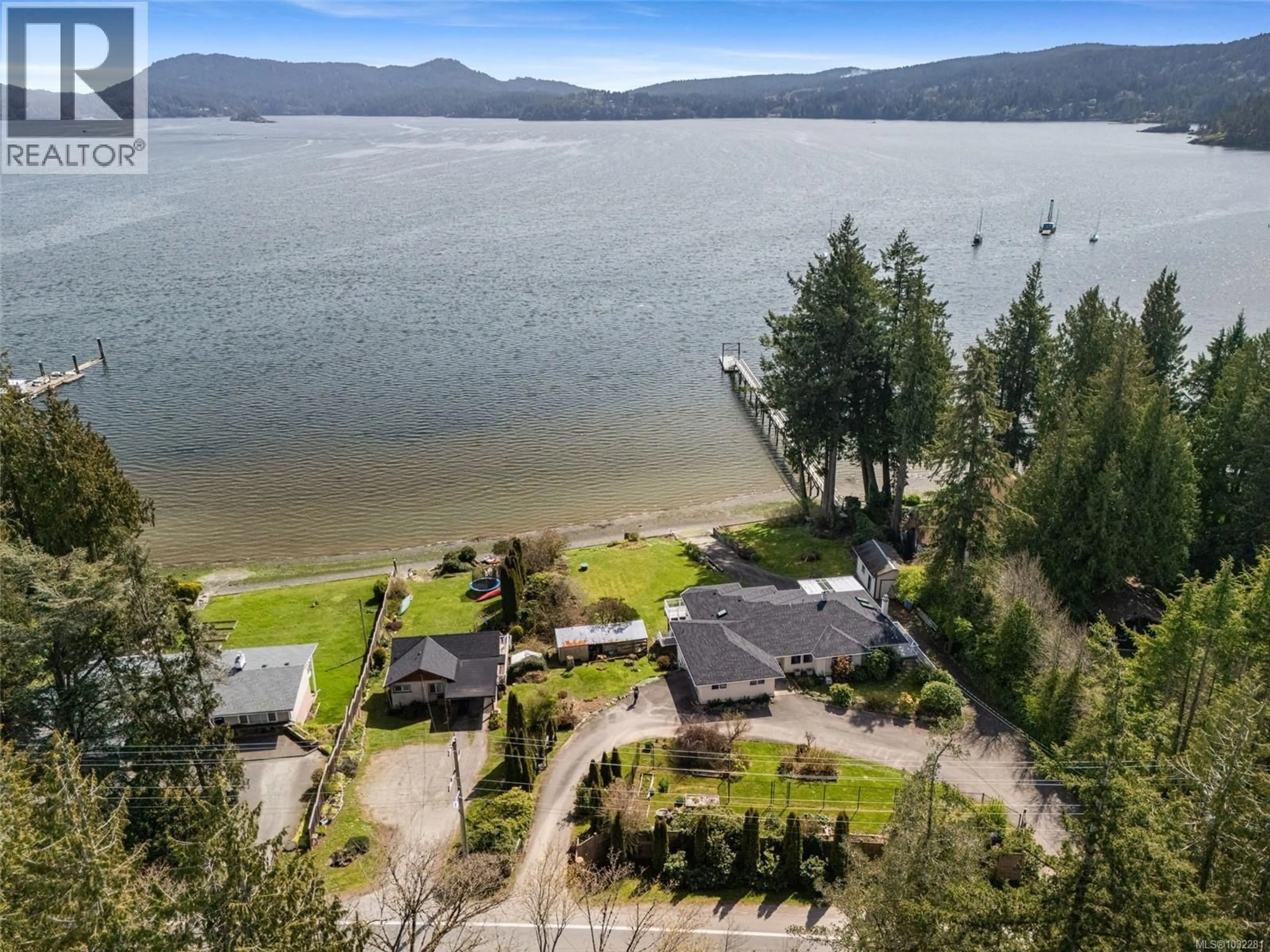 A pic from outside/outdoor area/front of a property/back of a property/a pic from drone, water/lake/river/ocean view for 5979 SOOKE ROAD, Sooke British Columbia V0S1N0
