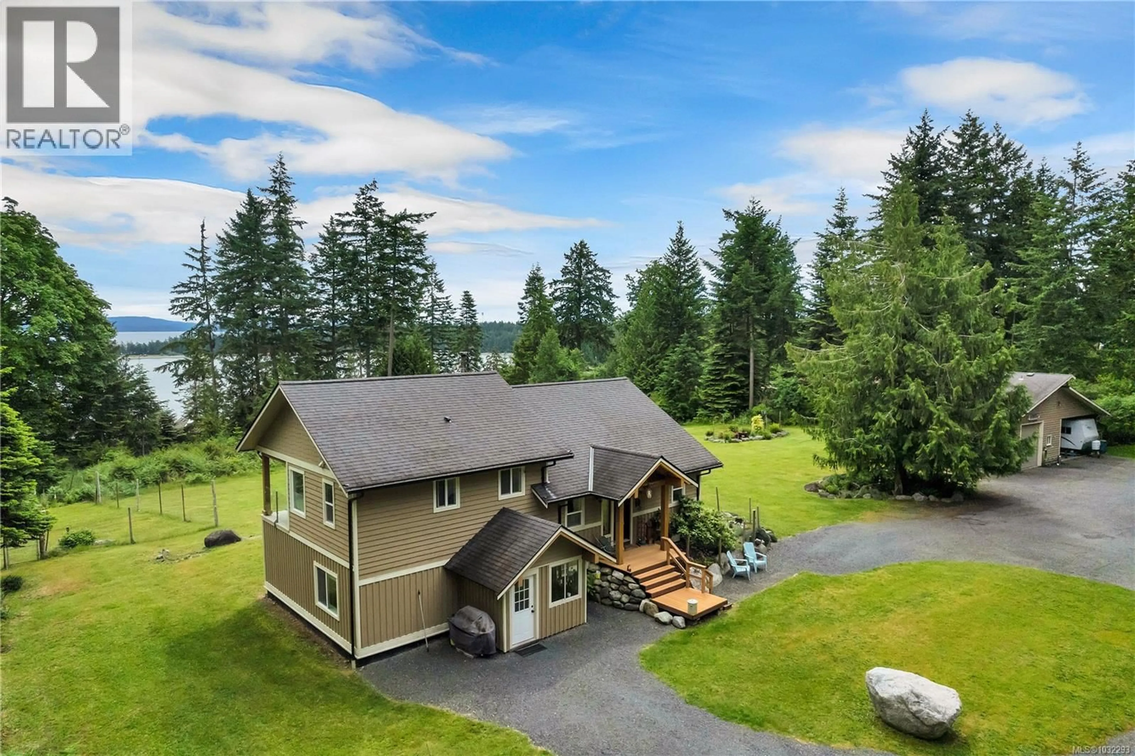 A pic from outside/outdoor area/front of a property/back of a property/a pic from drone, water/lake/river/ocean view for 620 VALPY ROAD, Quadra Island British Columbia V0P1H0