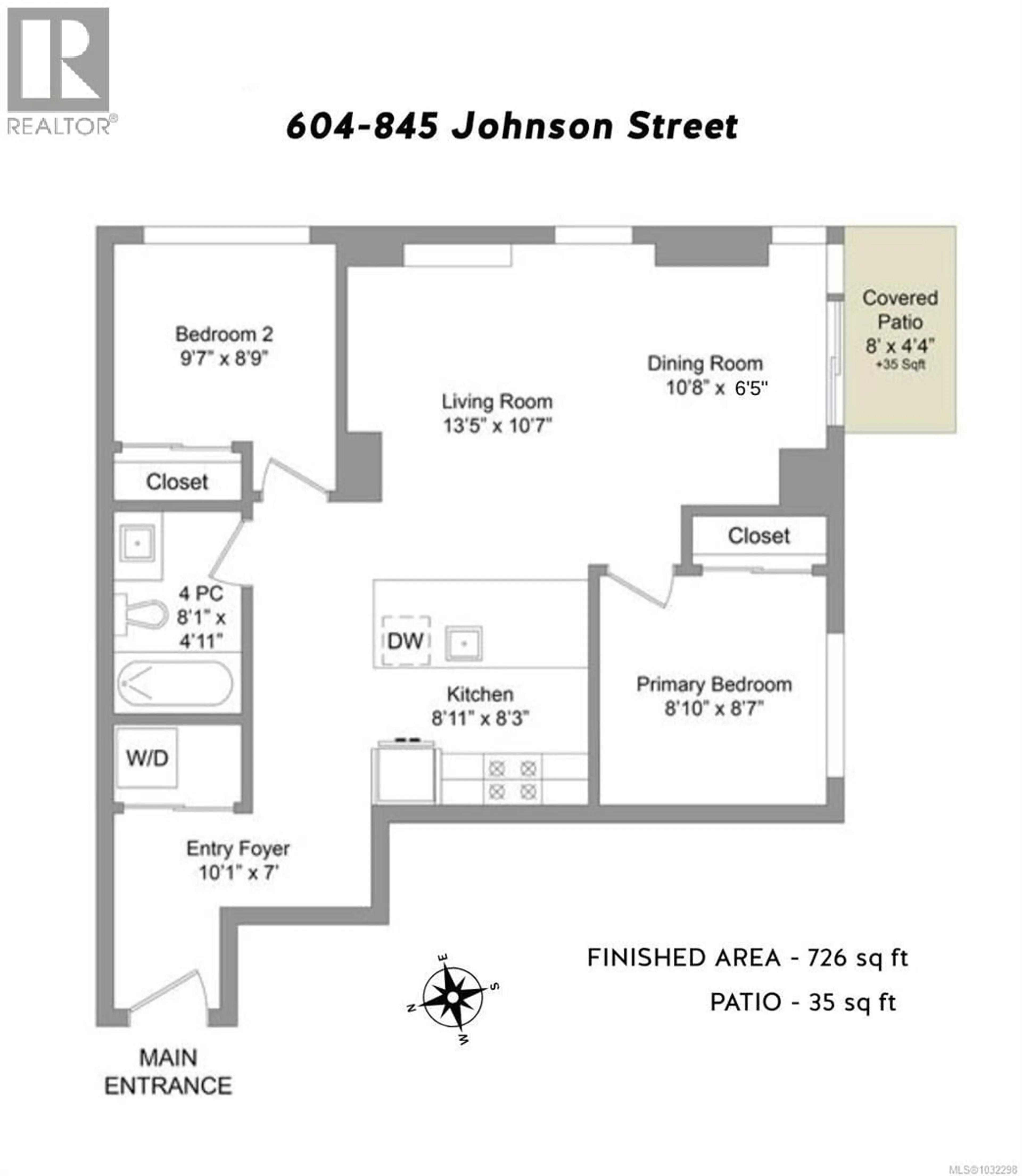 Floor plan for 604 - 845 JOHNSON STREET, Victoria British Columbia V8W0G3