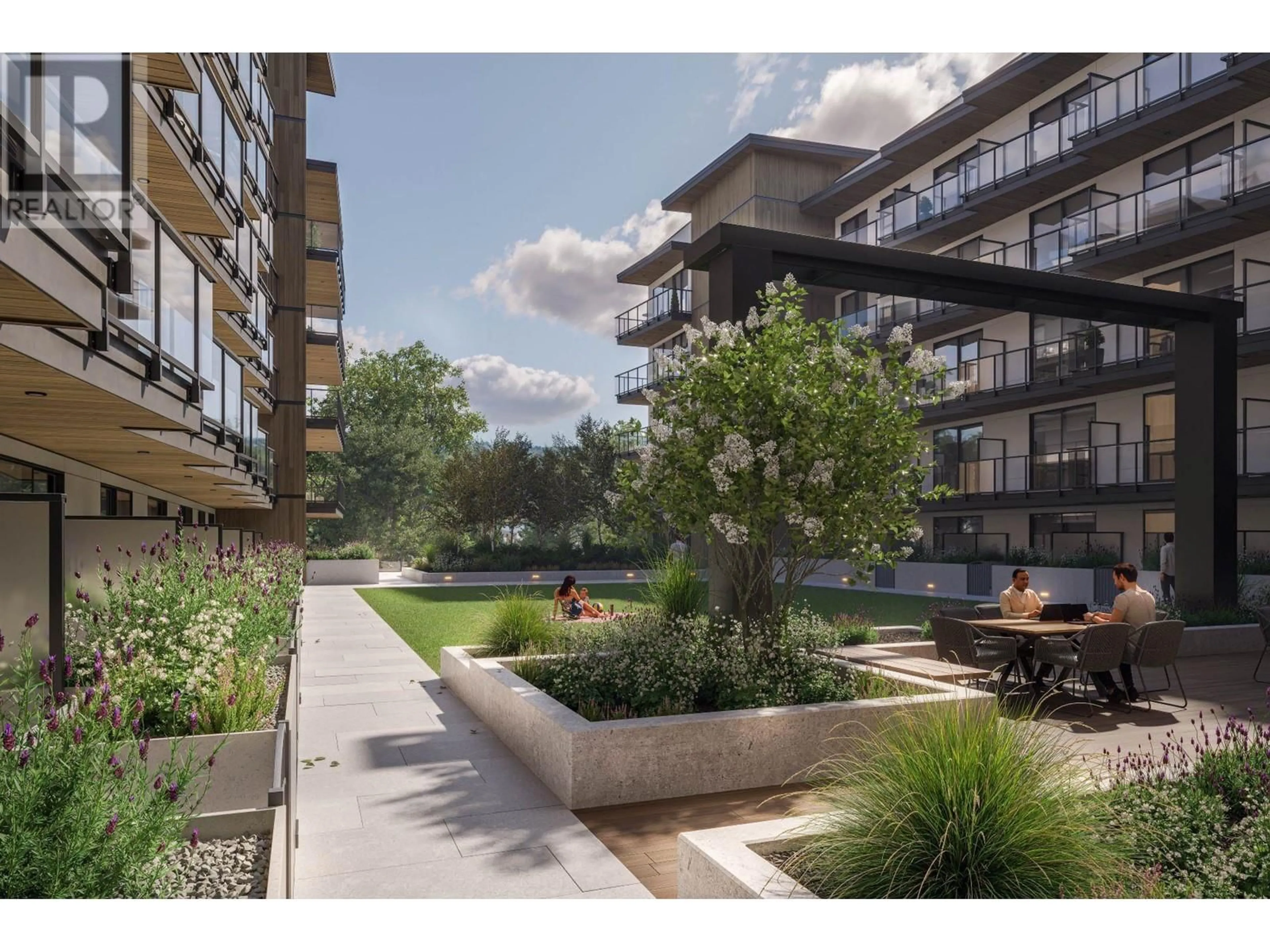 Patio, the fenced backyard for 1280 Sutherland Avenue Unit# 510, Kelowna British Columbia V1Y5Y3