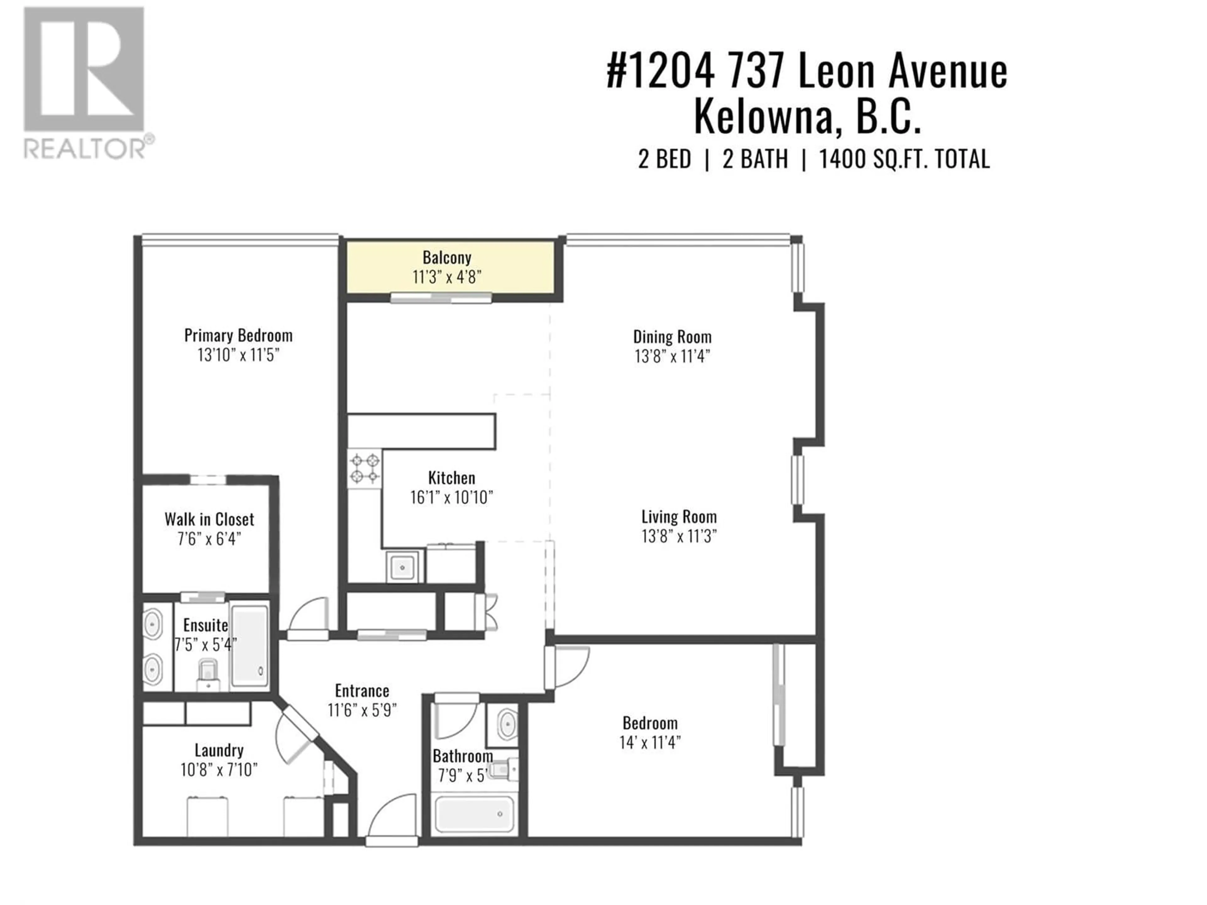 Floor plan for 737 Leon Avenue Unit# 1204, Kelowna British Columbia V1Y8L6