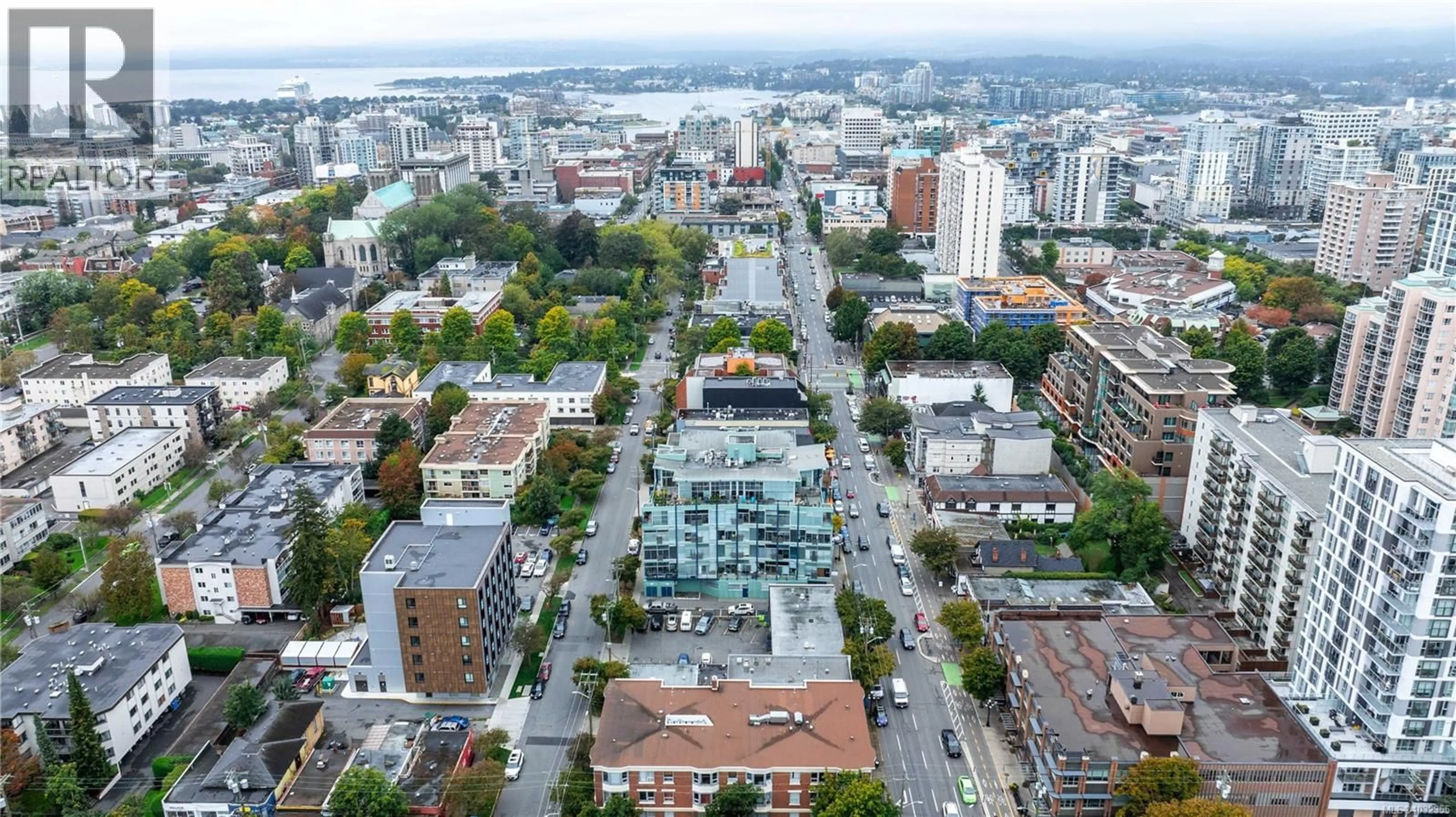 A pic from outside/outdoor area/front of a property/back of a property/a pic from drone, city buildings view from balcony for 512 - 1061 FORT STREET, Victoria British Columbia V8V3K9