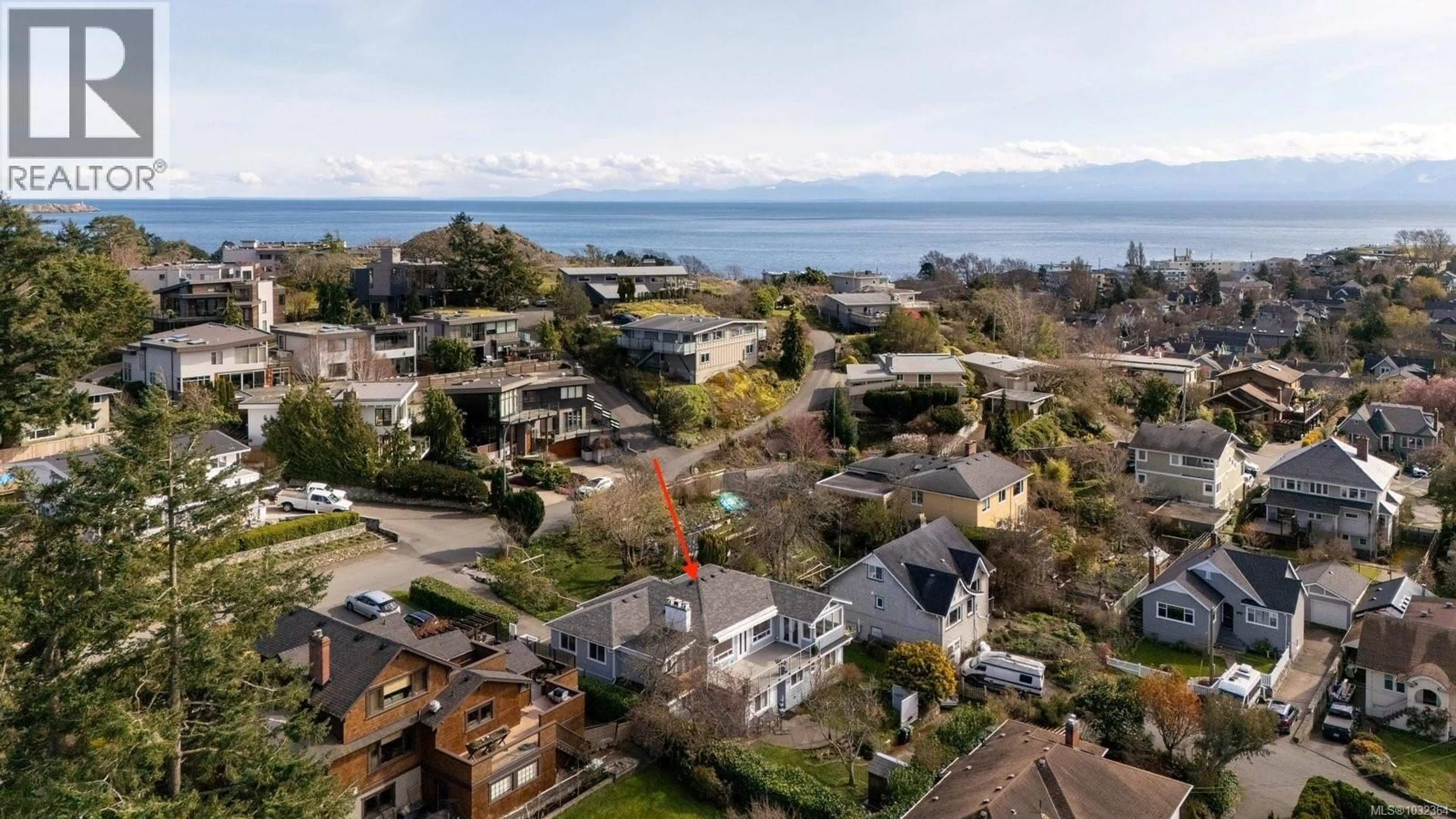 A pic from outside/outdoor area/front of a property/back of a property/a pic from drone, water/lake/river/ocean view for 310 WINDERMERE PLACE, Victoria British Columbia V8S3J3