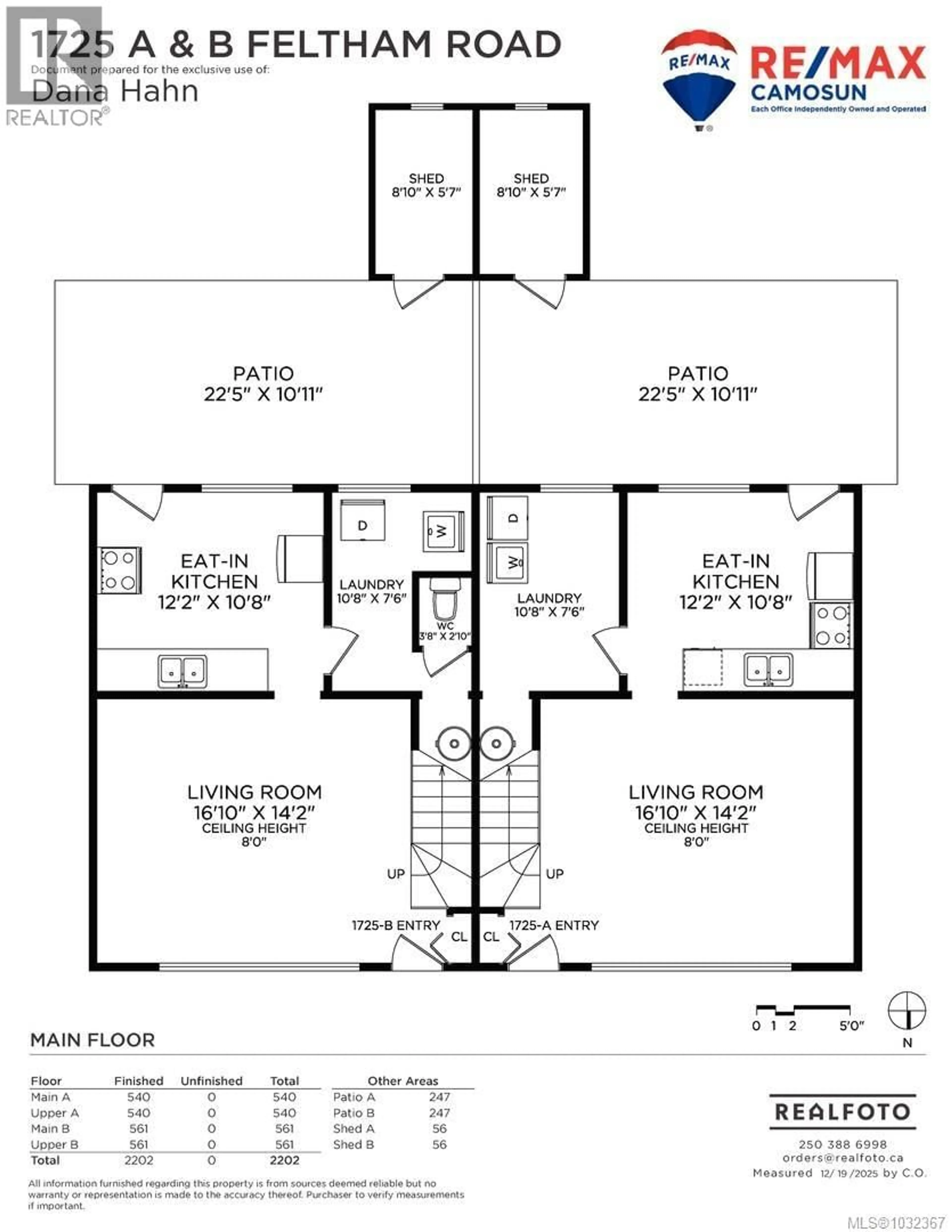 Floor plan for A & B - 1725 FELTHAM ROAD, Saanich British Columbia V8N6J5