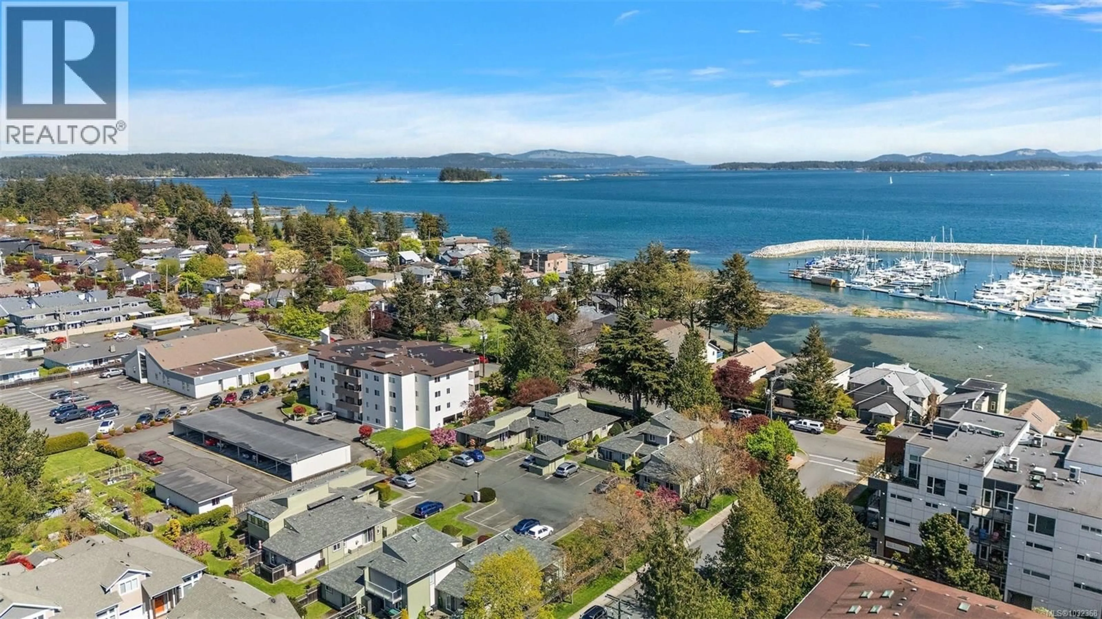 A pic from outside/outdoor area/front of a property/back of a property/a pic from drone, water/lake/river/ocean view for 5 - 10008 THIRD STREET, Sidney British Columbia V8L3B3