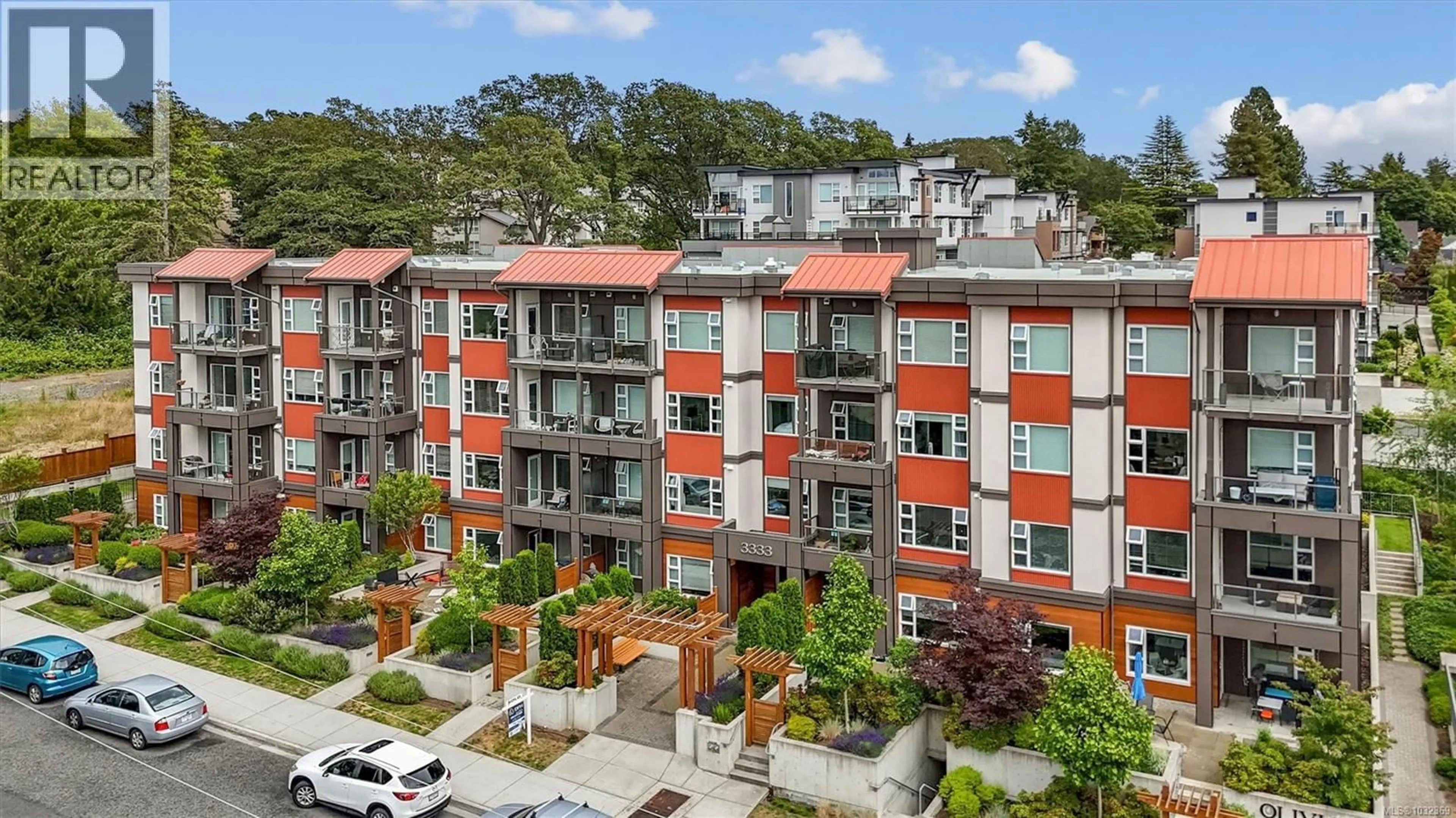 A pic from outside/outdoor area/front of a property/back of a property/a pic from drone, city buildings view from balcony for 304 - 3333 GLASGOW AVENUE, Saanich British Columbia V8X1M5