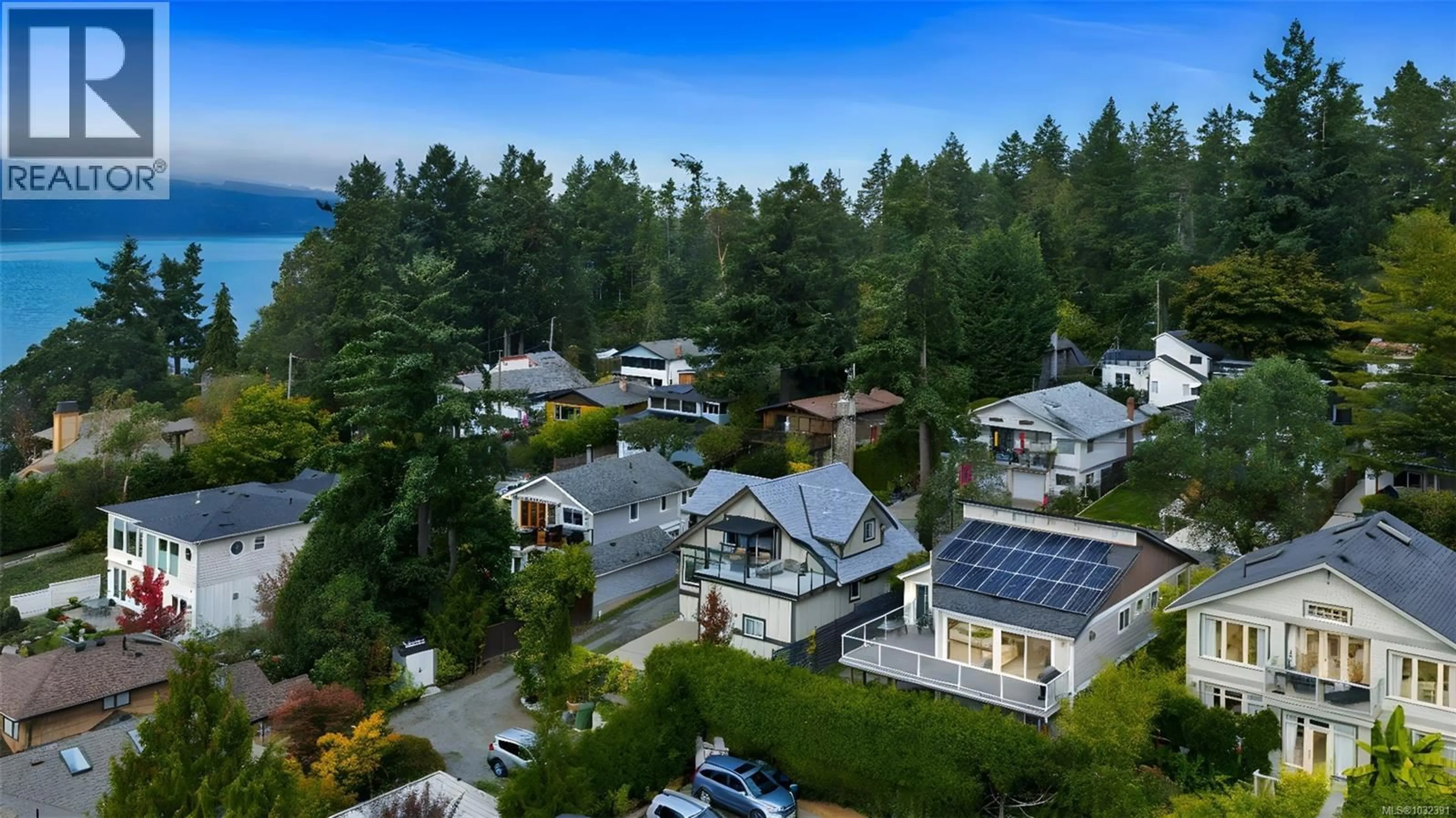 A pic from outside/outdoor area/front of a property/back of a property/a pic from drone, mountain view for 767 HARDING LANE, Central Saanich British Columbia V8M2G2