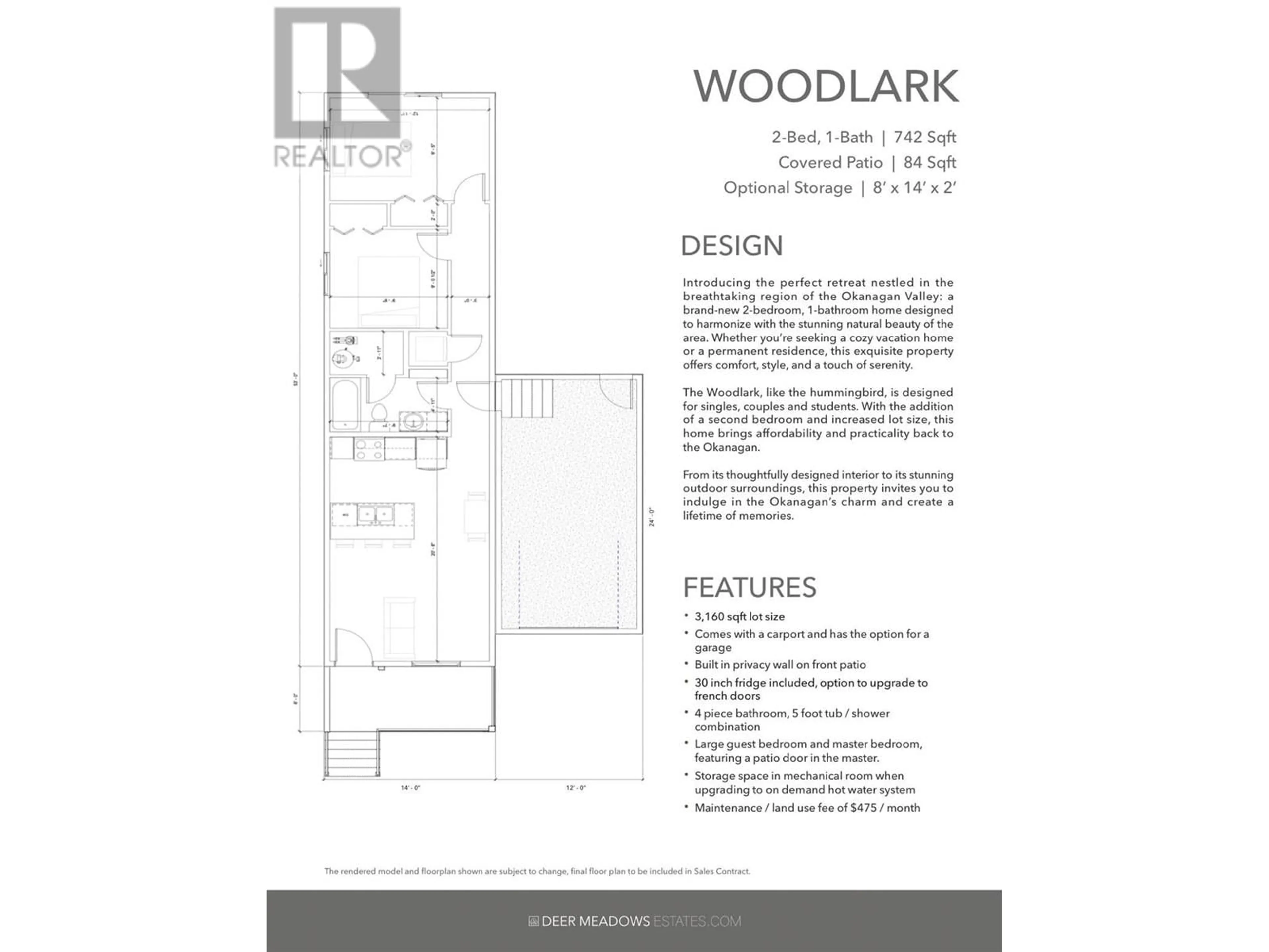 Floor plan for 8900 Jim Bailey Road Unit# 167, Kelowna British Columbia V4V1E5