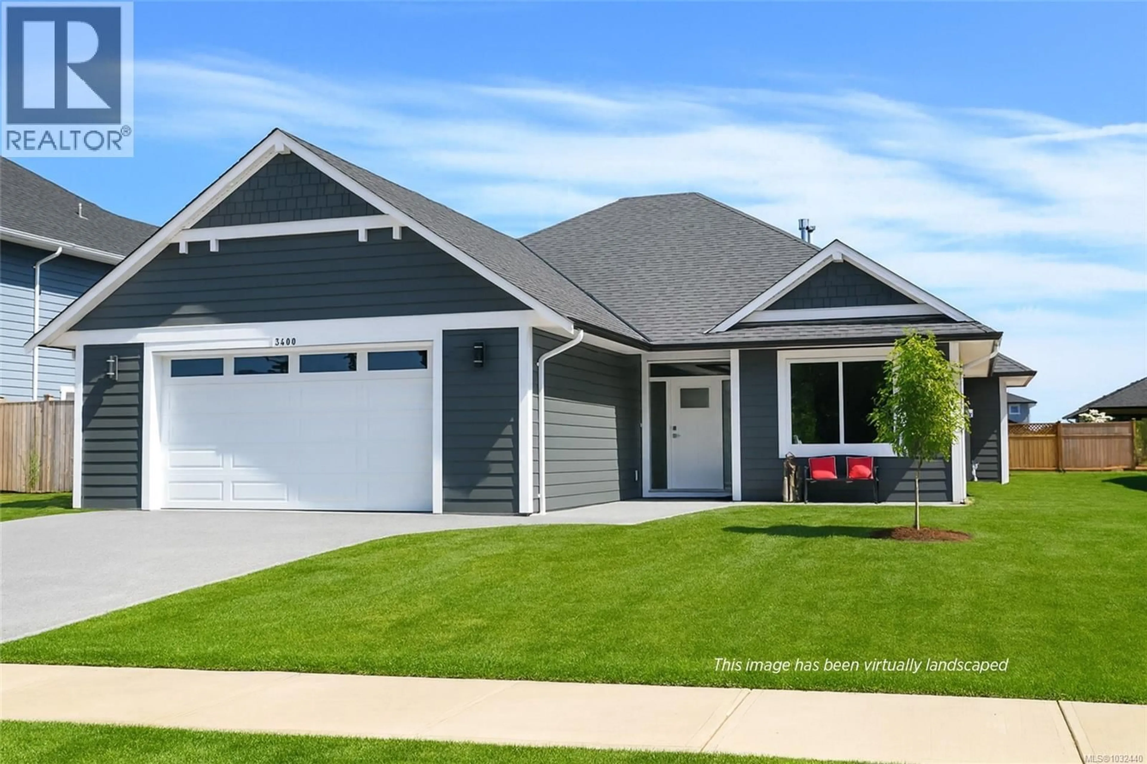 Home with vinyl exterior material, street for 3400 RHYS ROAD, Courtenay British Columbia V9N0B7