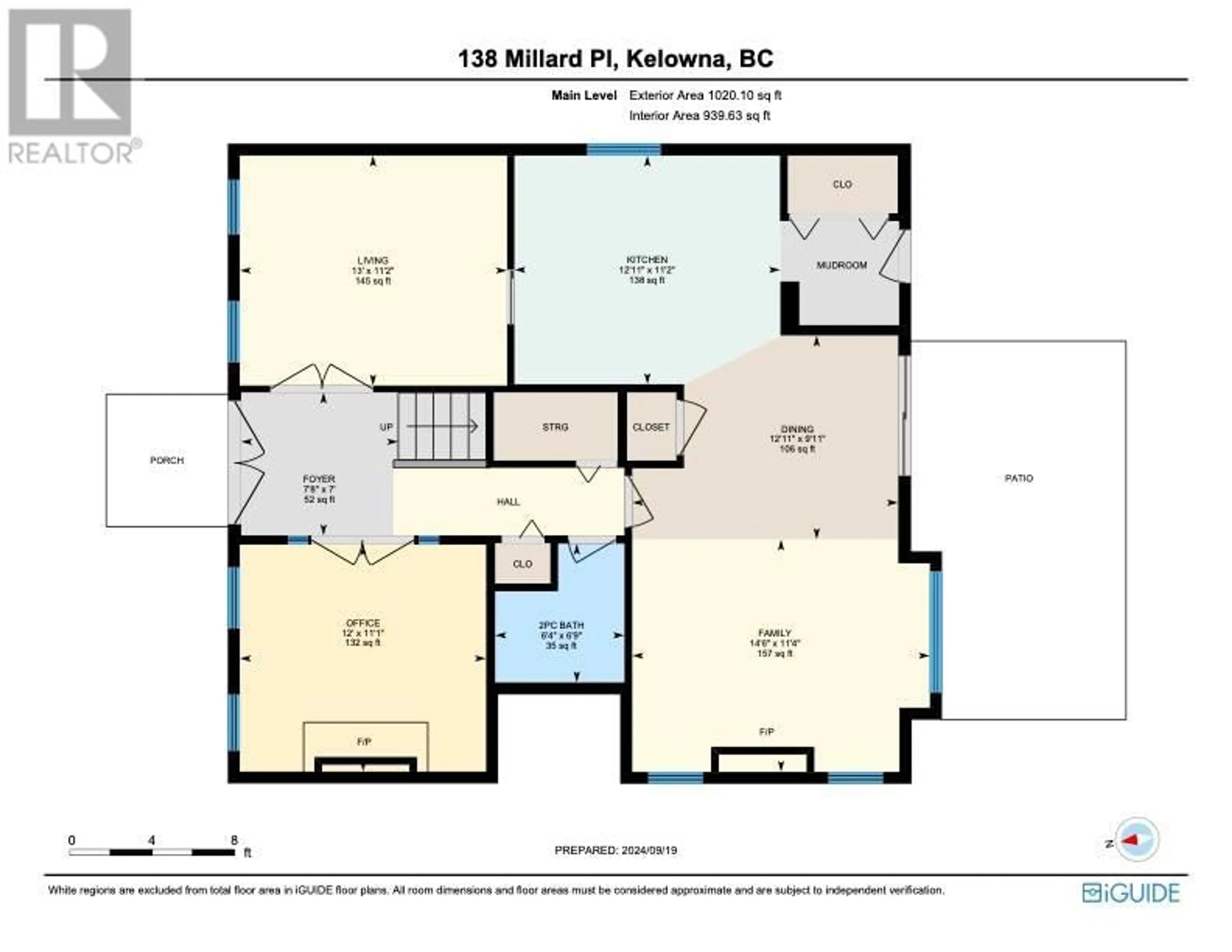 Floor plan for 138 Millard Place, Kelowna British Columbia V1V1Y1