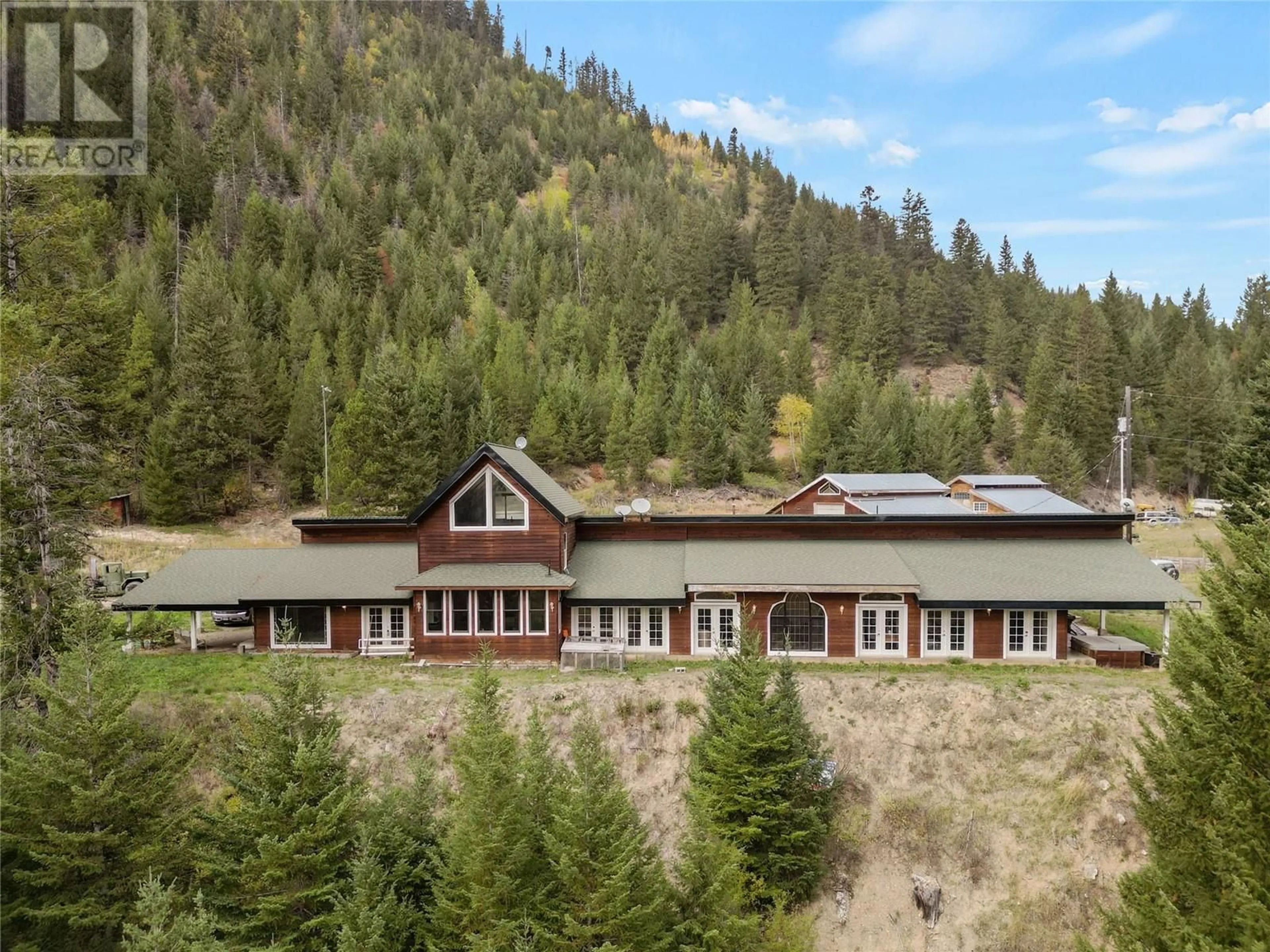 A pic from outside/outdoor area/front of a property/back of a property/a pic from drone, mountain view for 2650 SUMMERS CREEK ROAD, Princeton British Columbia V0X1W0