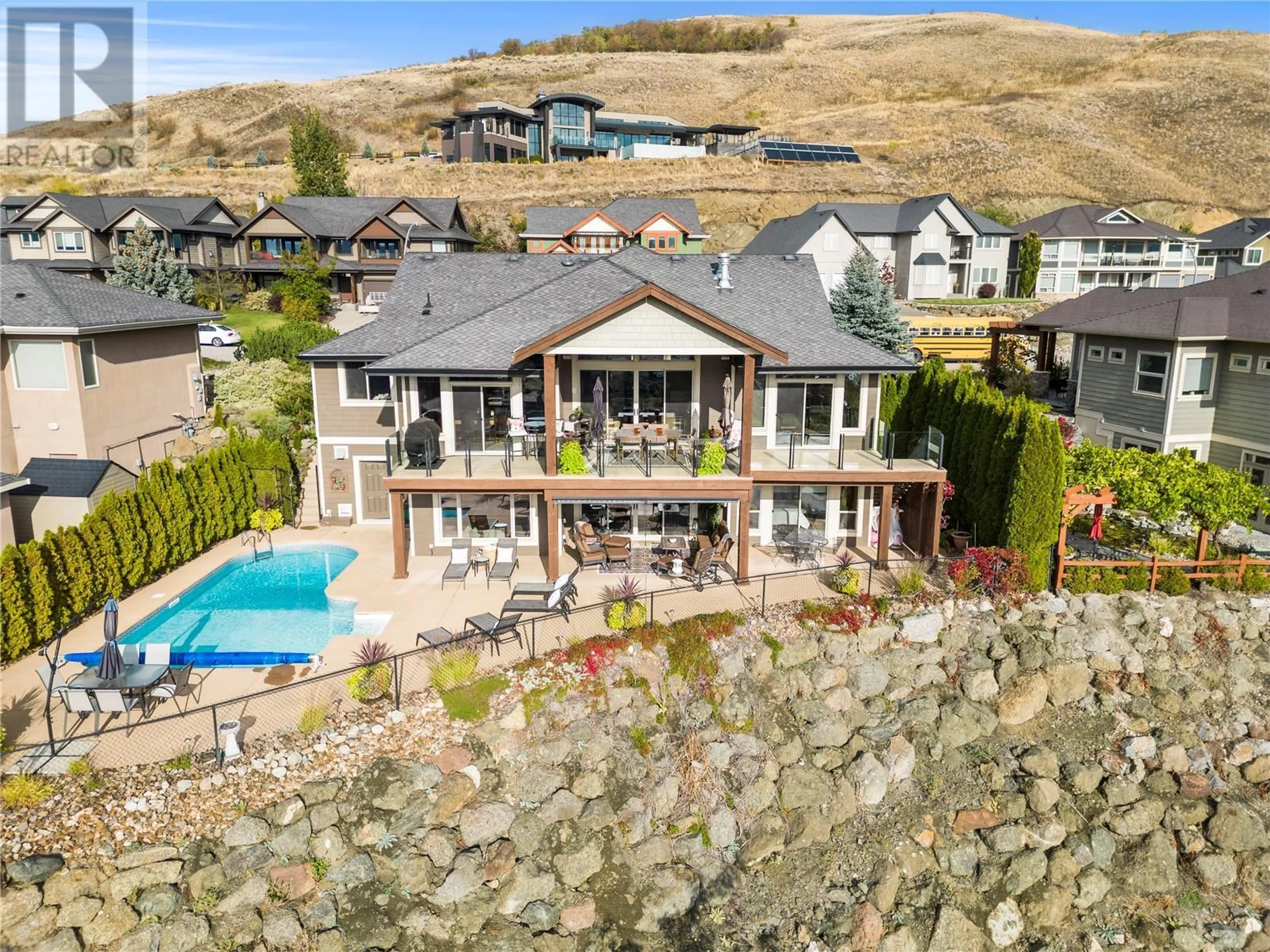 A pic from outside/outdoor area/front of a property/back of a property/a pic from drone, water/lake/river/ocean view for 734 MT IDA DRIVE, Coldstream British Columbia V1B3Z6