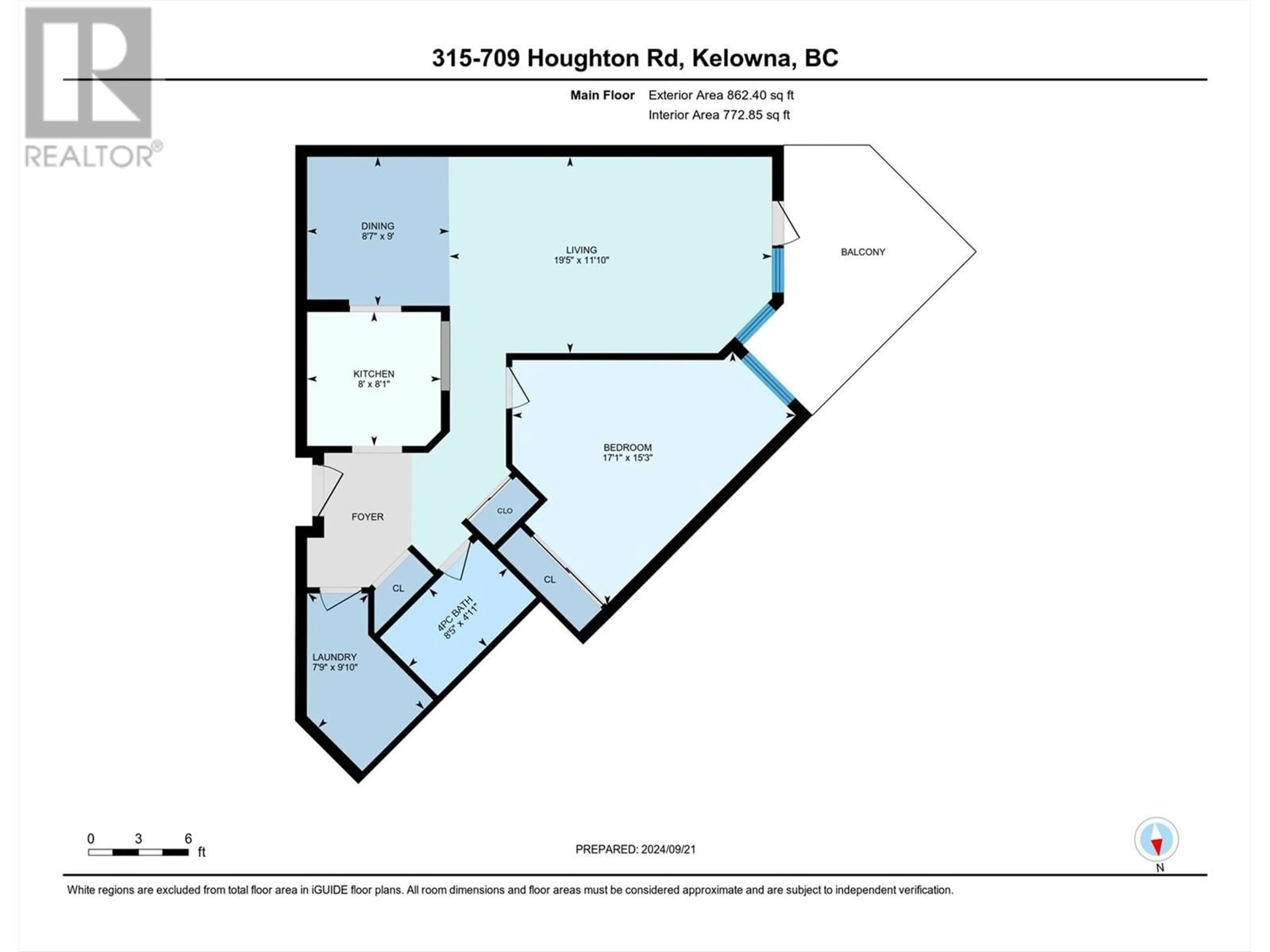 Floor plan for 315 - 709 HOUGHTON ROAD, Kelowna British Columbia V1X7J7