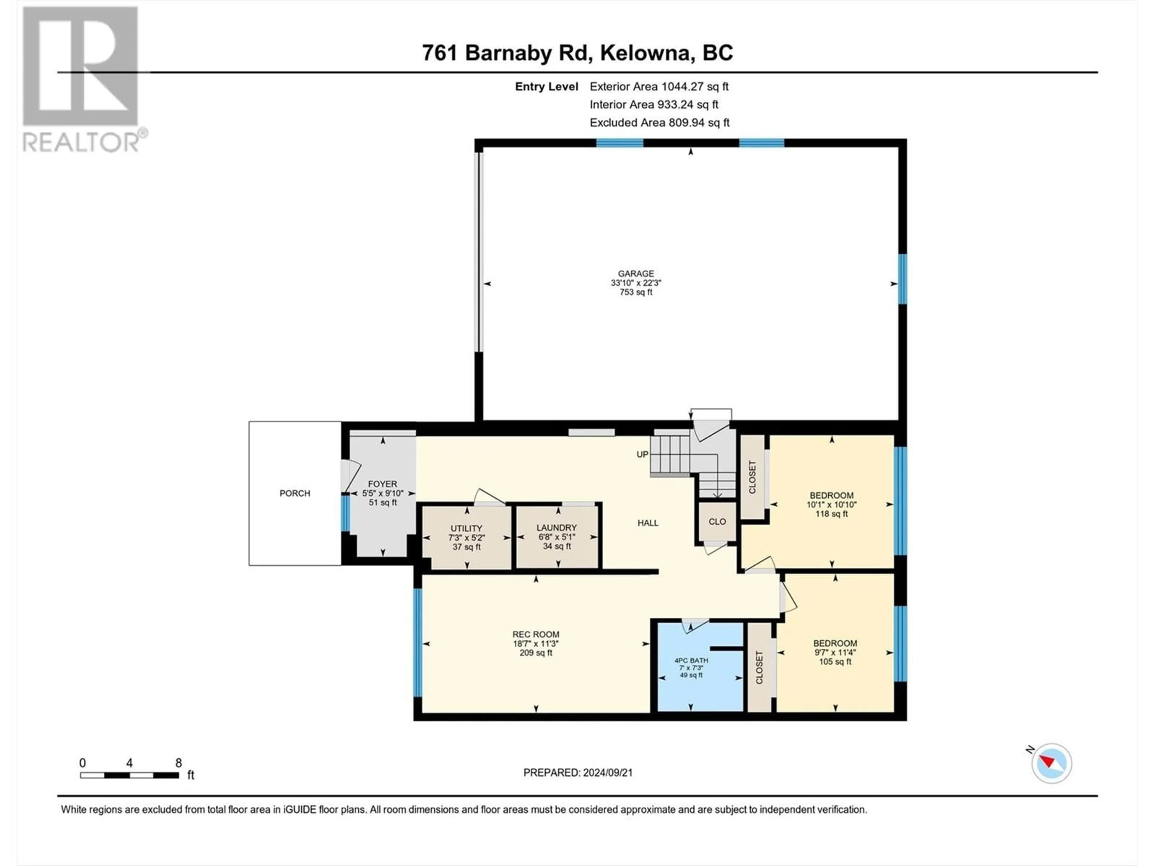 Floor plan for 761 Barnaby Road, Kelowna British Columbia V1W4N9