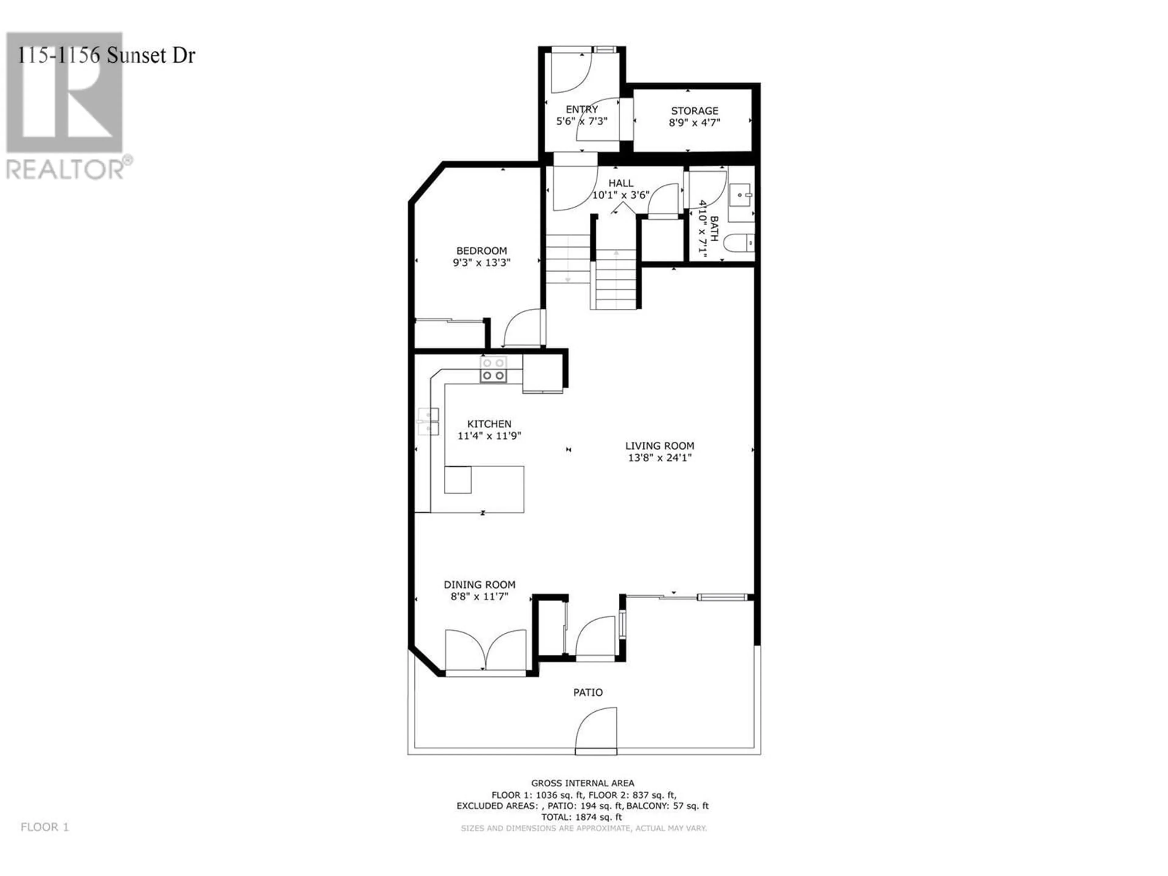 Floor plan for 1156 Sunset Drive Unit# 115, Kelowna British Columbia V1Y9R7