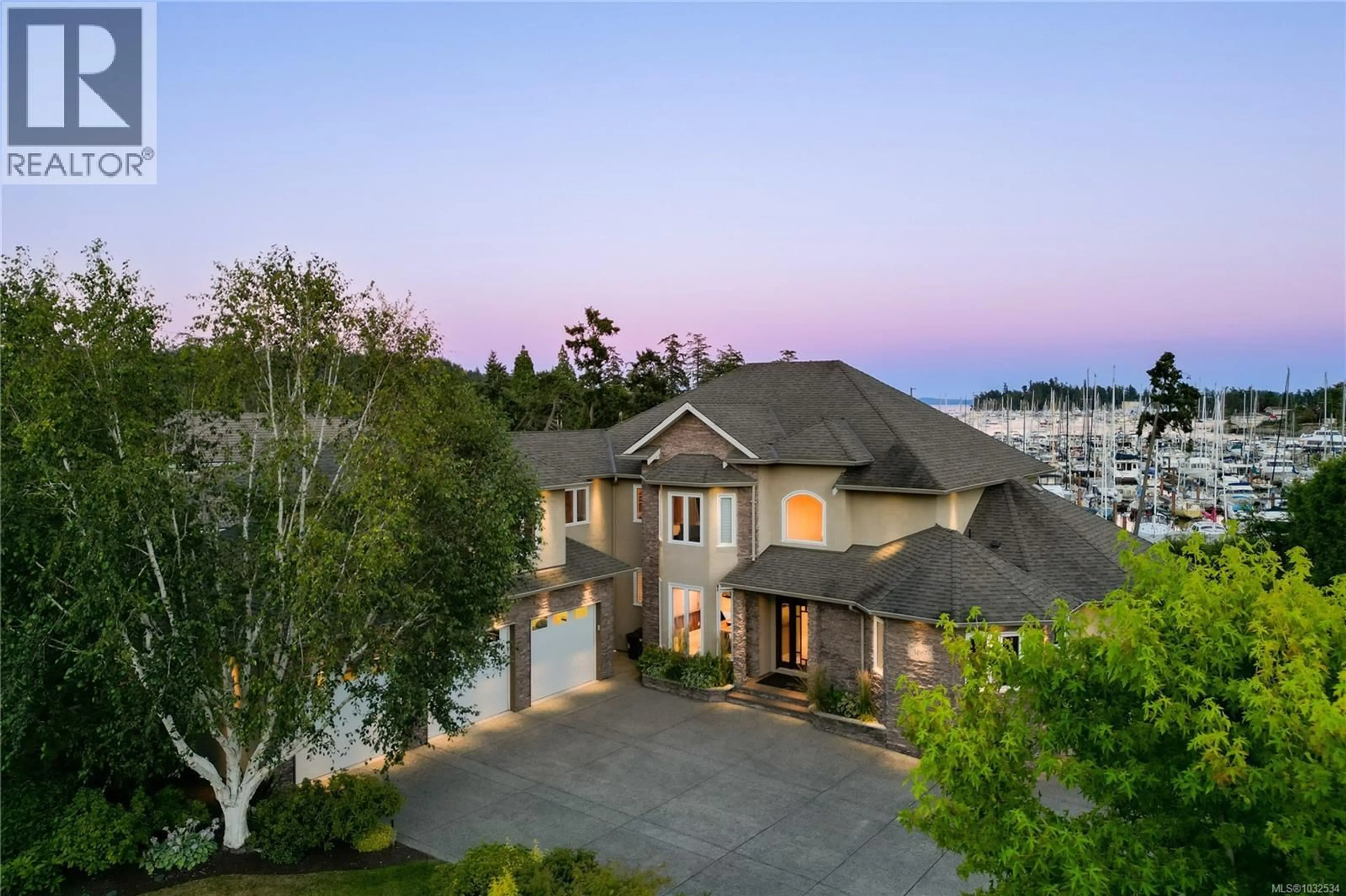 A pic from outside/outdoor area/front of a property/back of a property/a pic from drone, water/lake/river/ocean view for 1867 MARINA WAY, North Saanich British Columbia V8L6B3