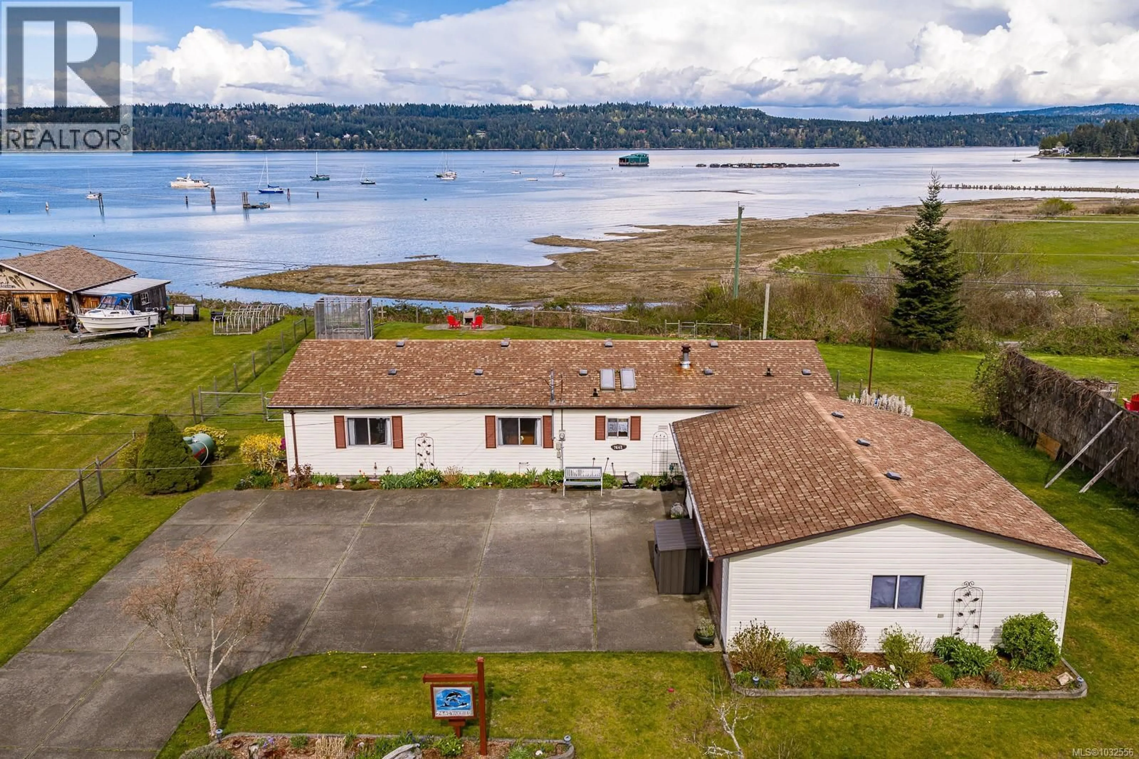 A pic from outside/outdoor area/front of a property/back of a property/a pic from drone, water/lake/river/ocean view for 7442 YAKE ROAD, Fanny Bay British Columbia V0R1W0