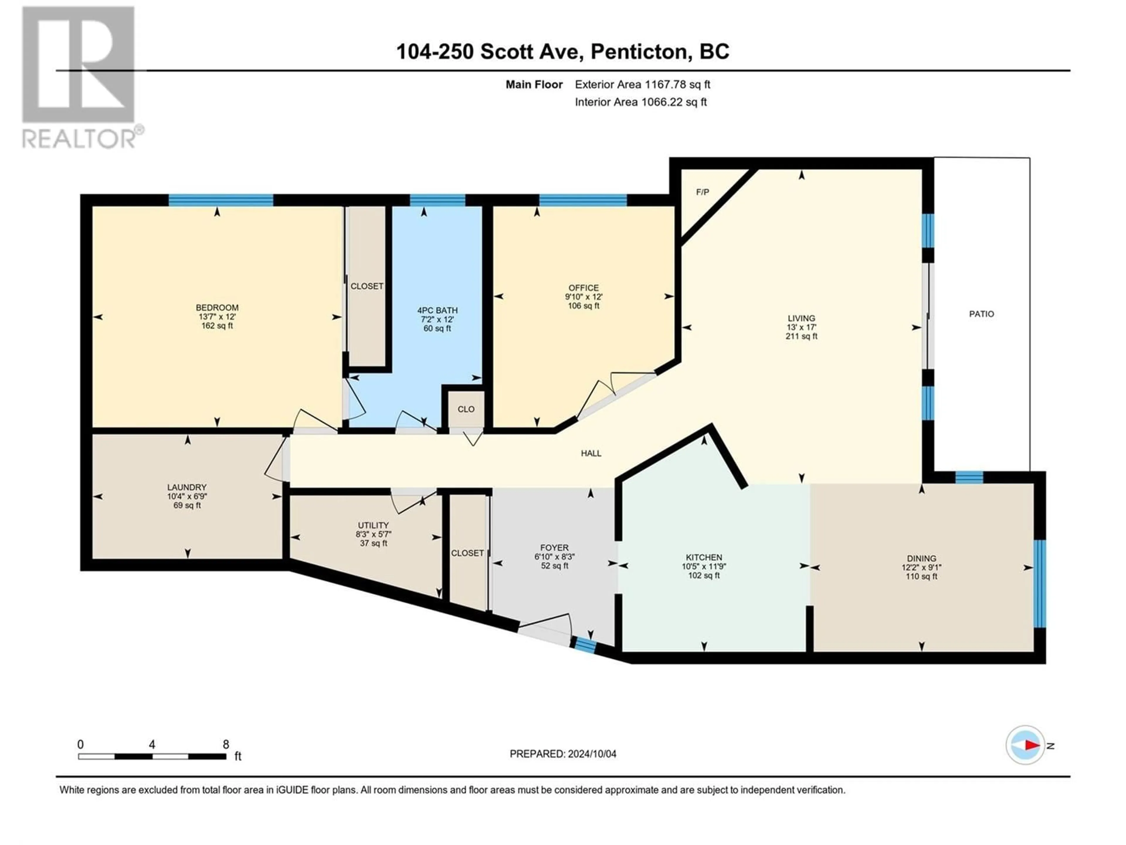 Floor plan for 250 Scott Avenue Unit# 104, Penticton British Columbia V2A1J5