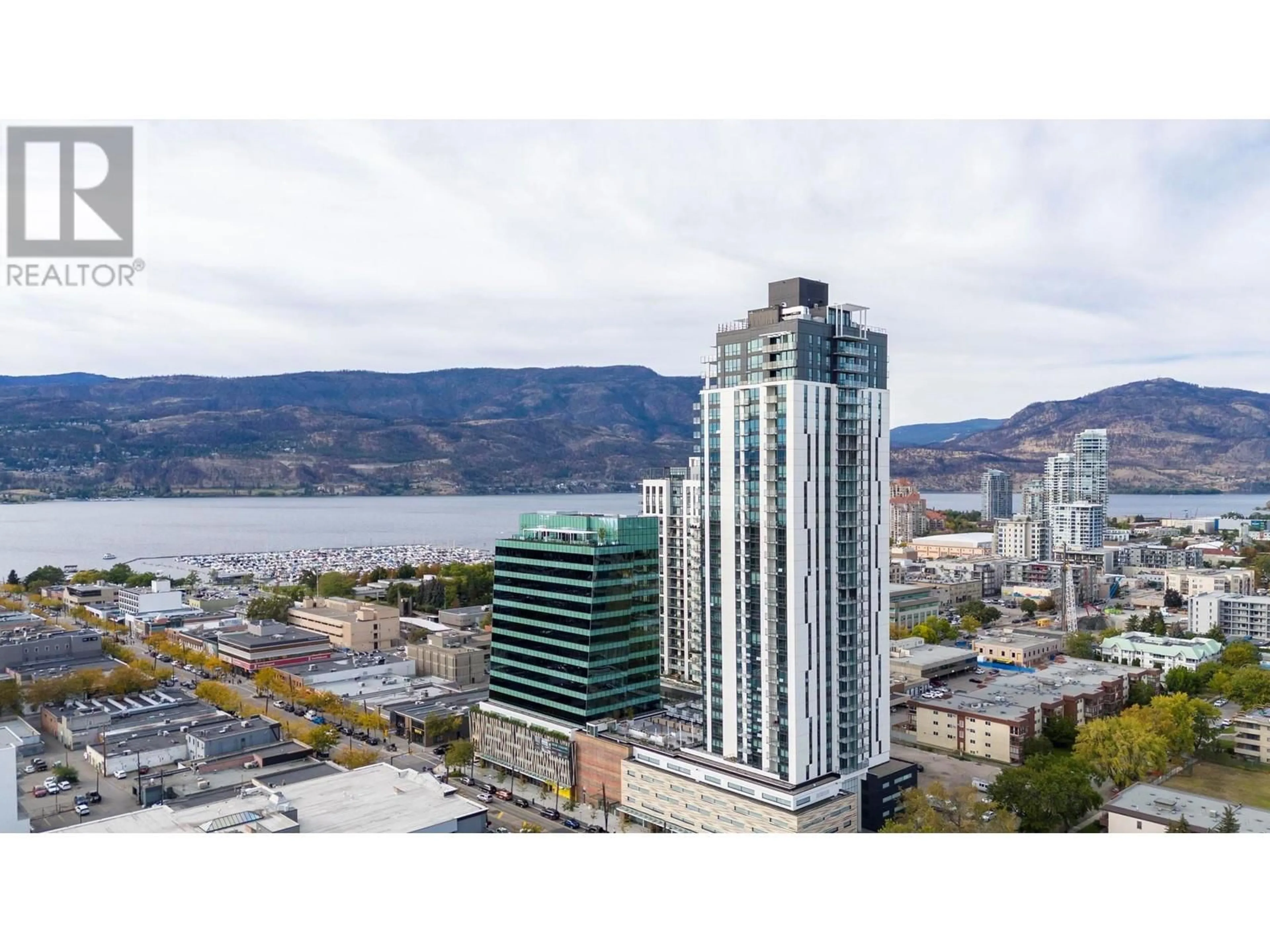 A pic from exterior of the house or condo, the view of city buildings for 1488 Bertram Street Unit# 1602 Lot# 100, Kelowna British Columbia V1Y0M6