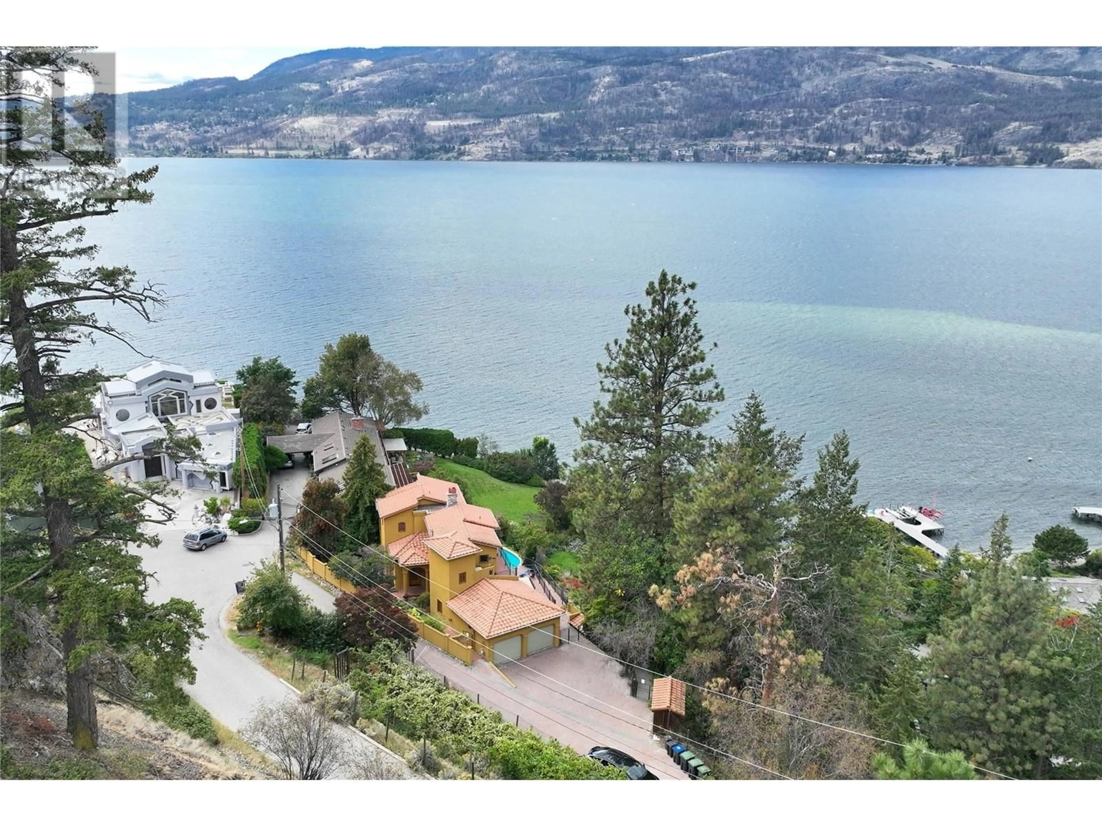 A pic from outside/outdoor area/front of a property/back of a property/a pic from drone, water/lake/river/ocean view for 414 HERBERT HEIGHTS ROAD, Kelowna British Columbia V1Y1Y3