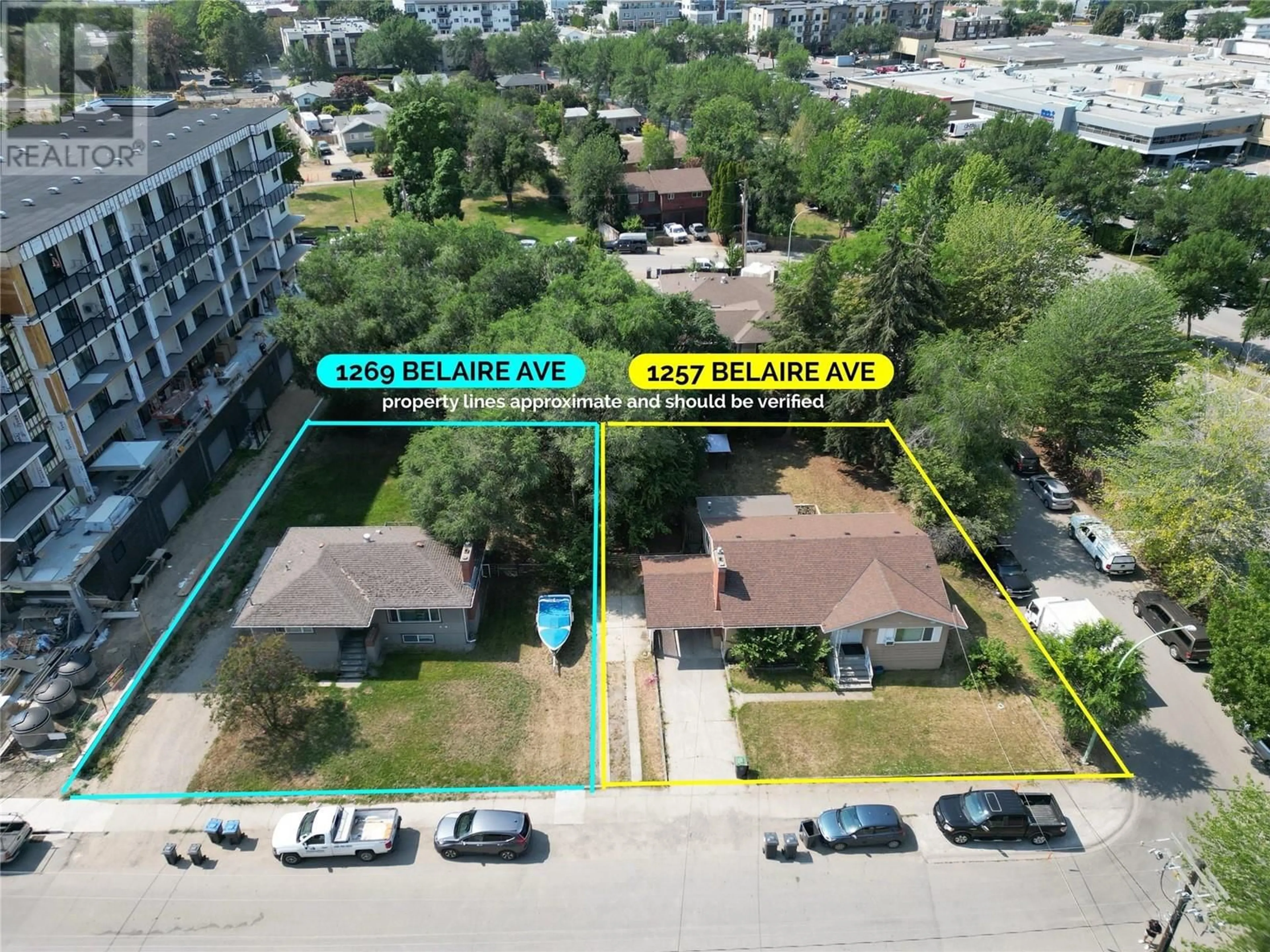 A pic from outside/outdoor area/front of a property/back of a property/a pic from drone, water/lake/river/ocean view for 1269 BELAIRE AVENUE, Kelowna British Columbia V1Y6B8