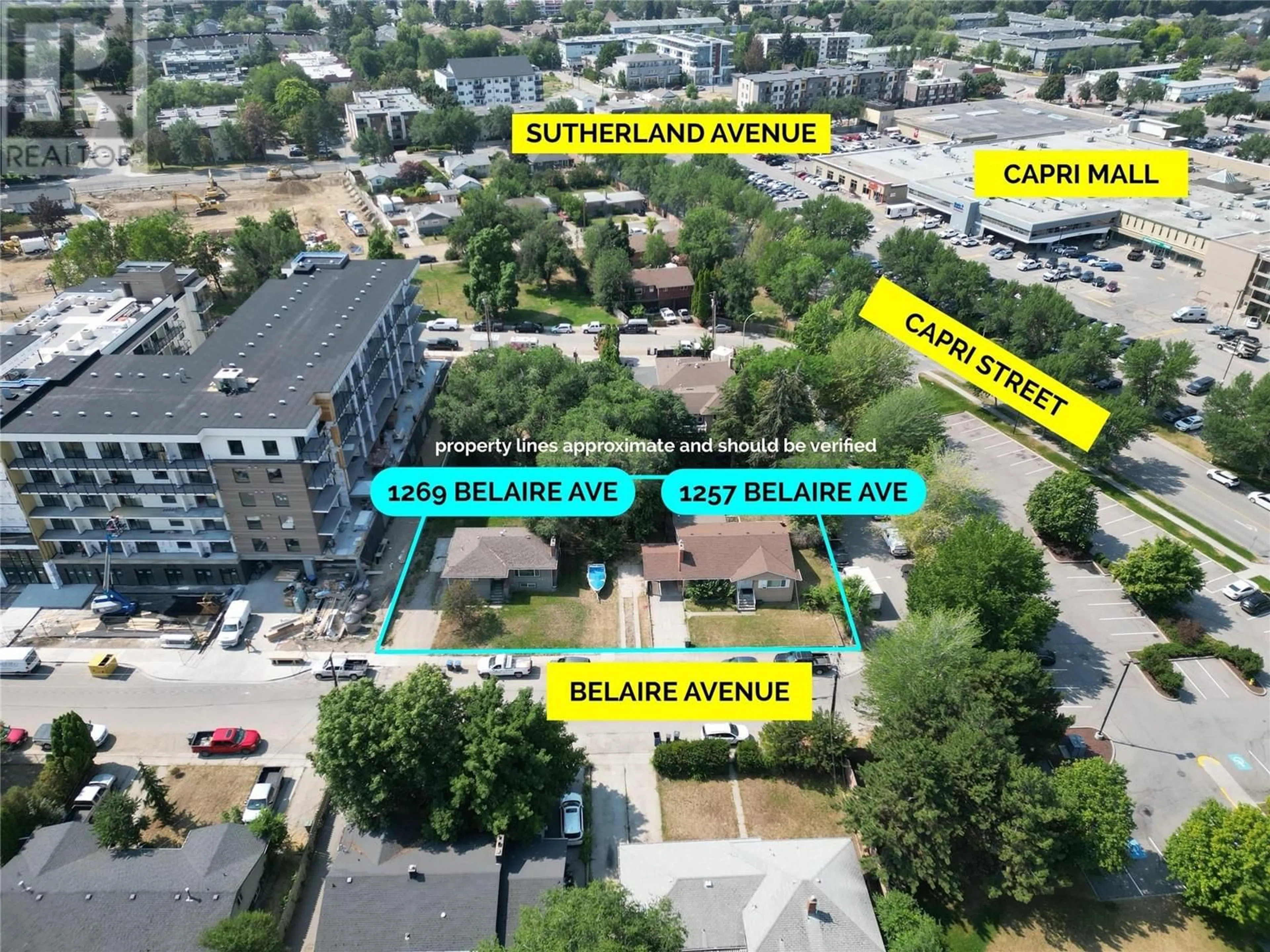 A pic from outside/outdoor area/front of a property/back of a property/a pic from drone, city buildings view from balcony for 1269 BELAIRE AVENUE, Kelowna British Columbia V1Y6B8
