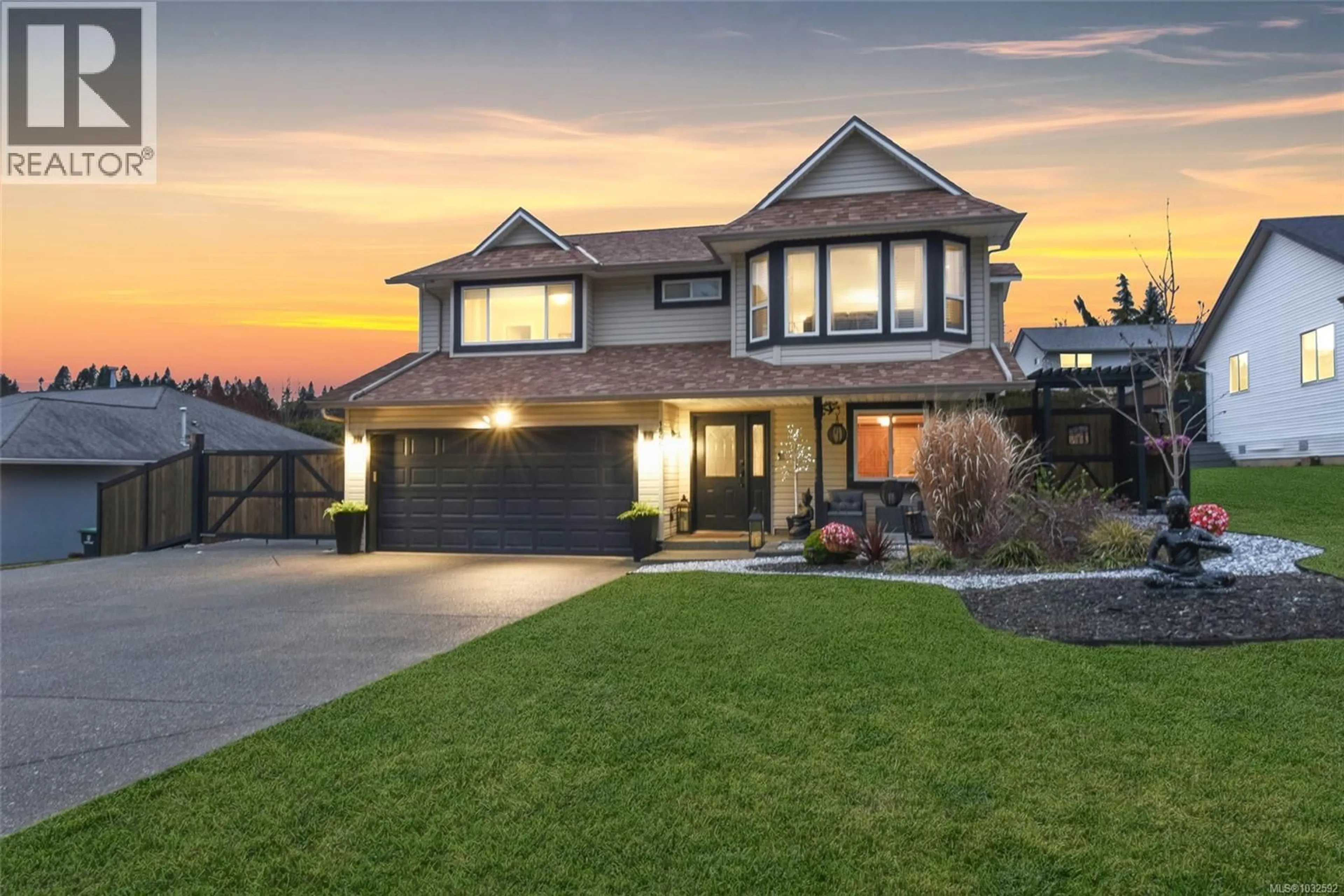 Home with brick exterior material, street for 1866 HAWK DRIVE, Courtenay British Columbia V9N8Y8