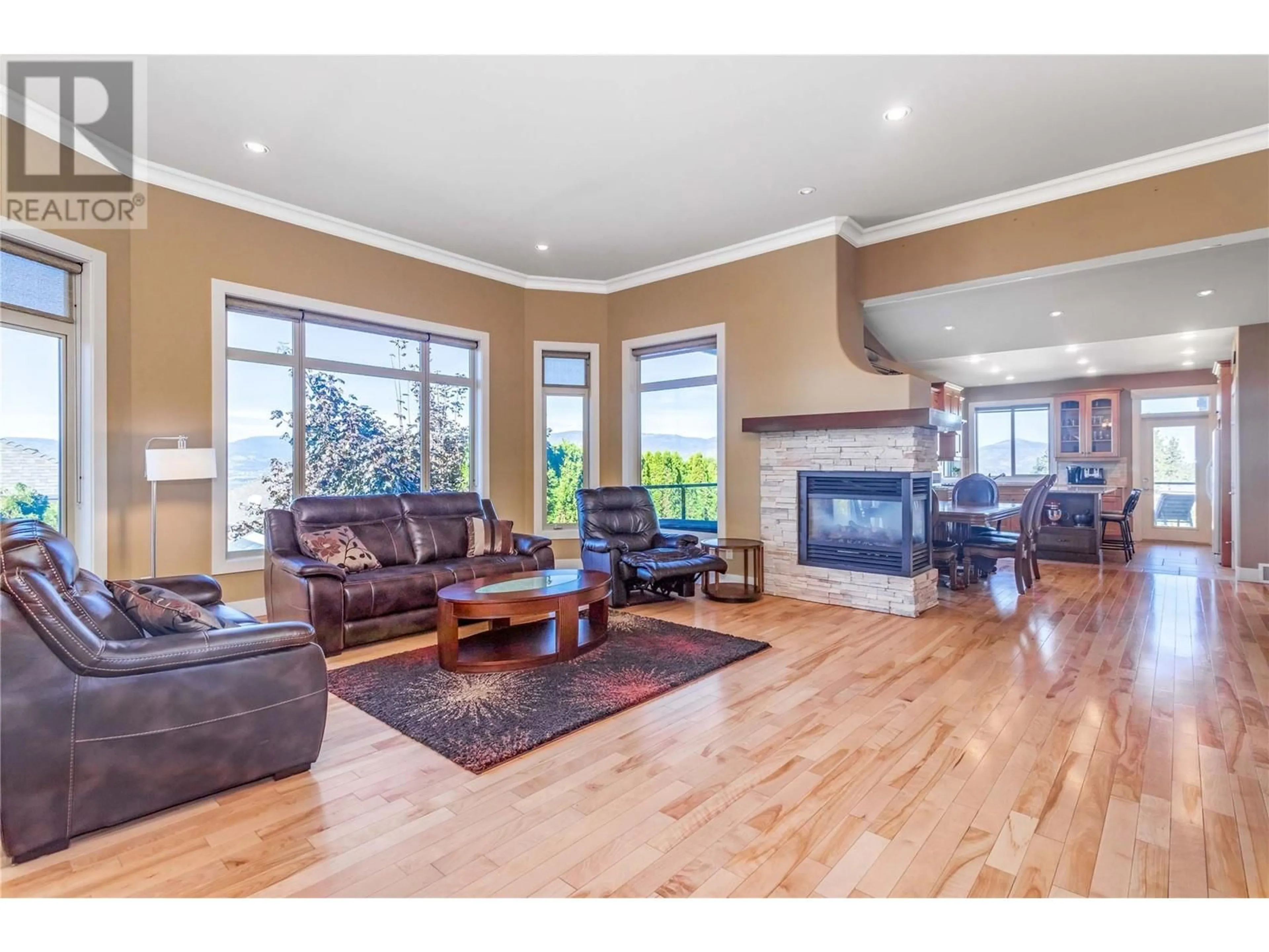 Living room, wood floors for 5016 Seon Crescent, Kelowna British Columbia V1W5G6