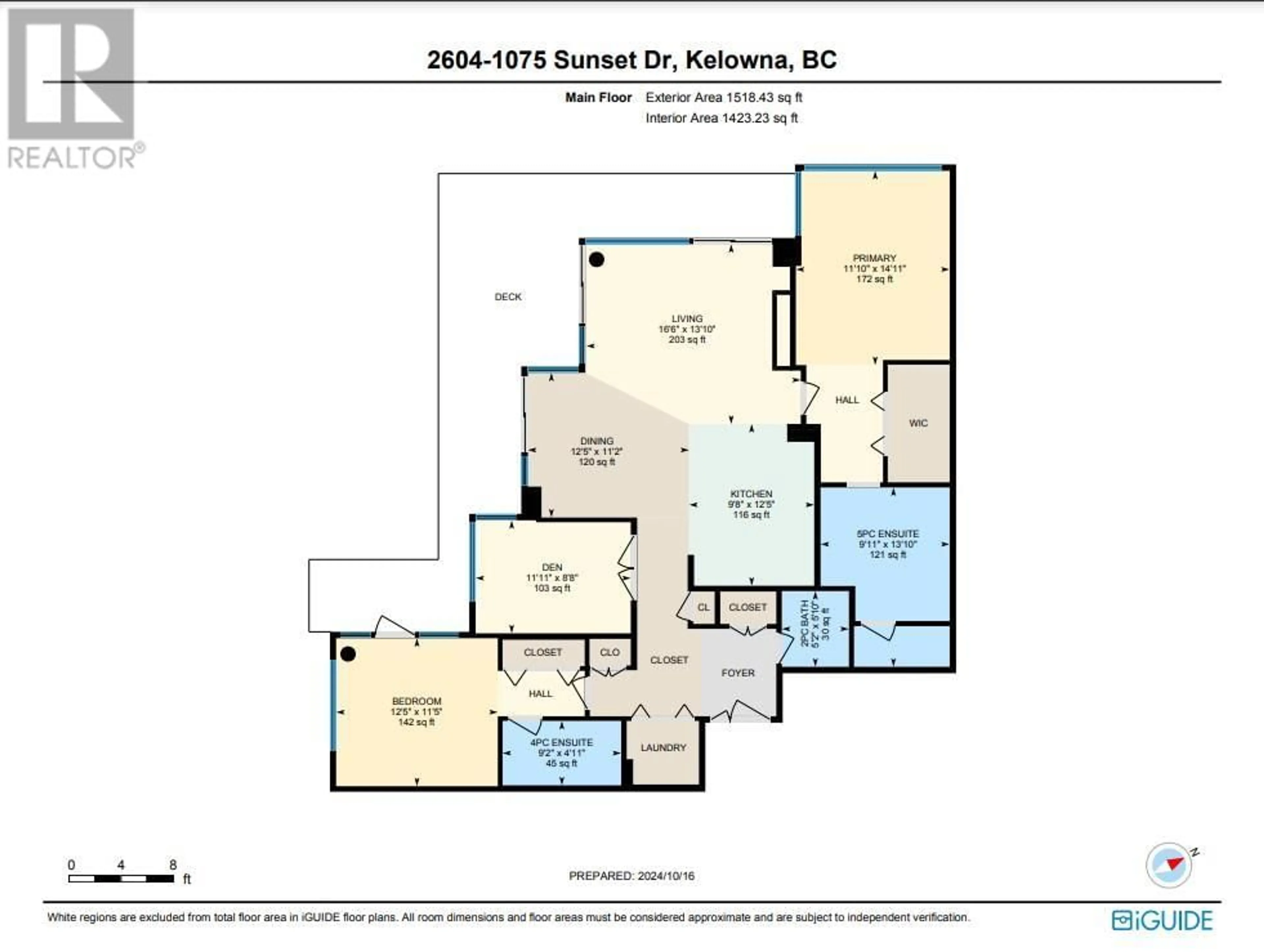 Floor plan for 1075 Sunset Drive Unit# 2604, Kelowna British Columbia V1Y9Y9