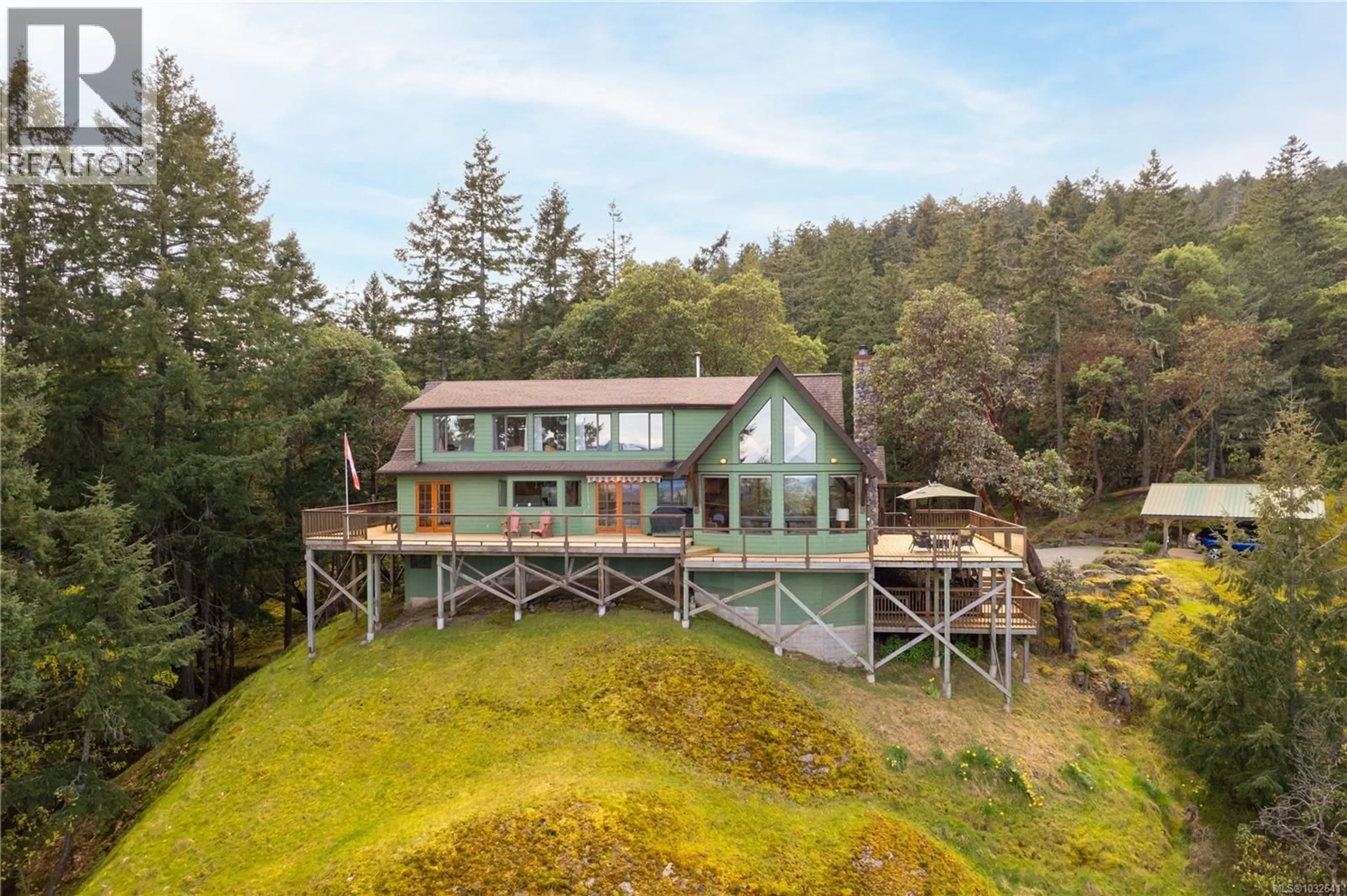 A pic from outside/outdoor area/front of a property/back of a property/a pic from drone, water/lake/river/ocean view for 150 LIBERTY HALL LANE, Salt Spring British Columbia V8K2H1