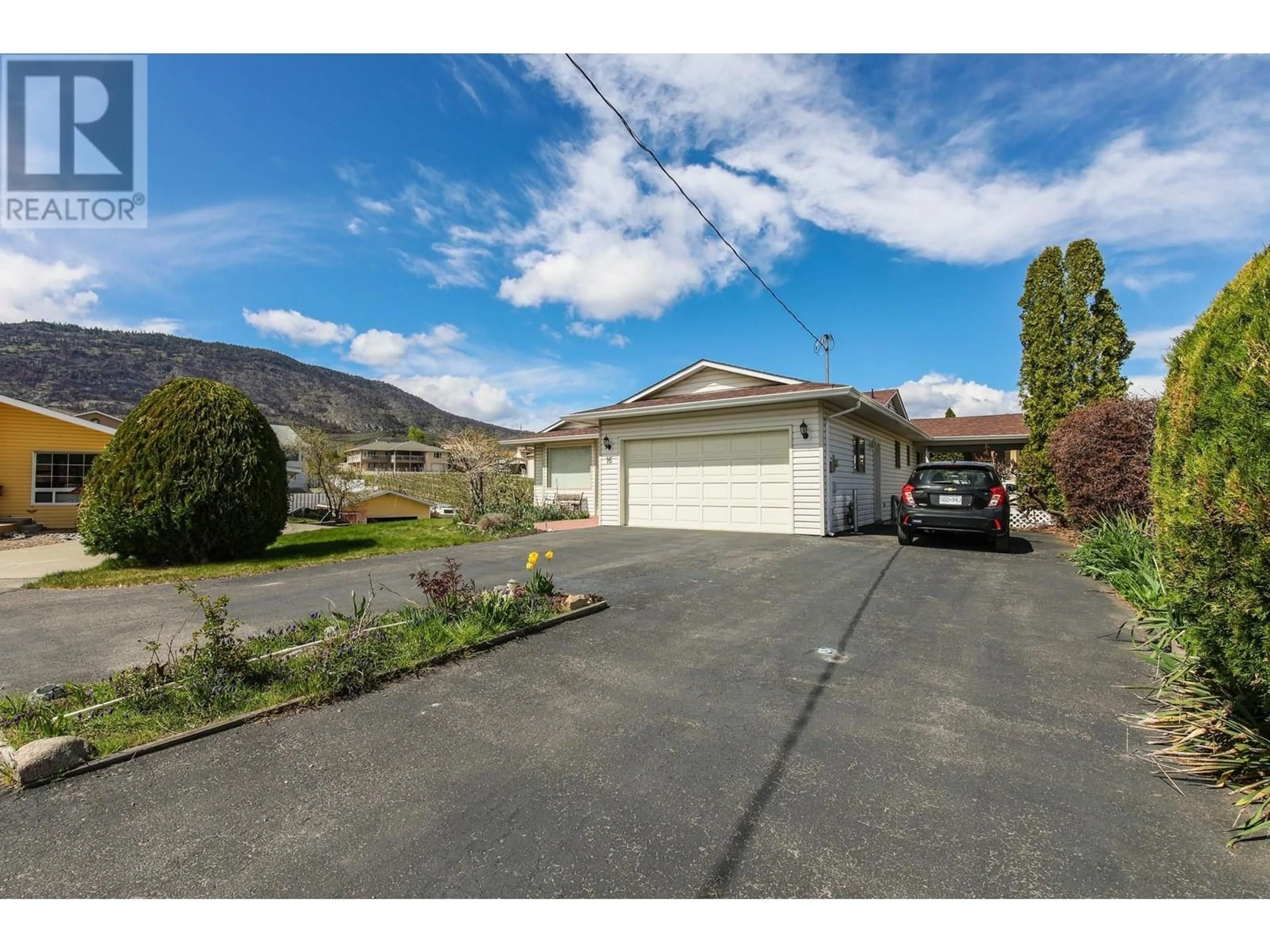 A pic from exterior of the house or condo, the street view for 16 Yucca Place, Osoyoos British Columbia V0H1V1