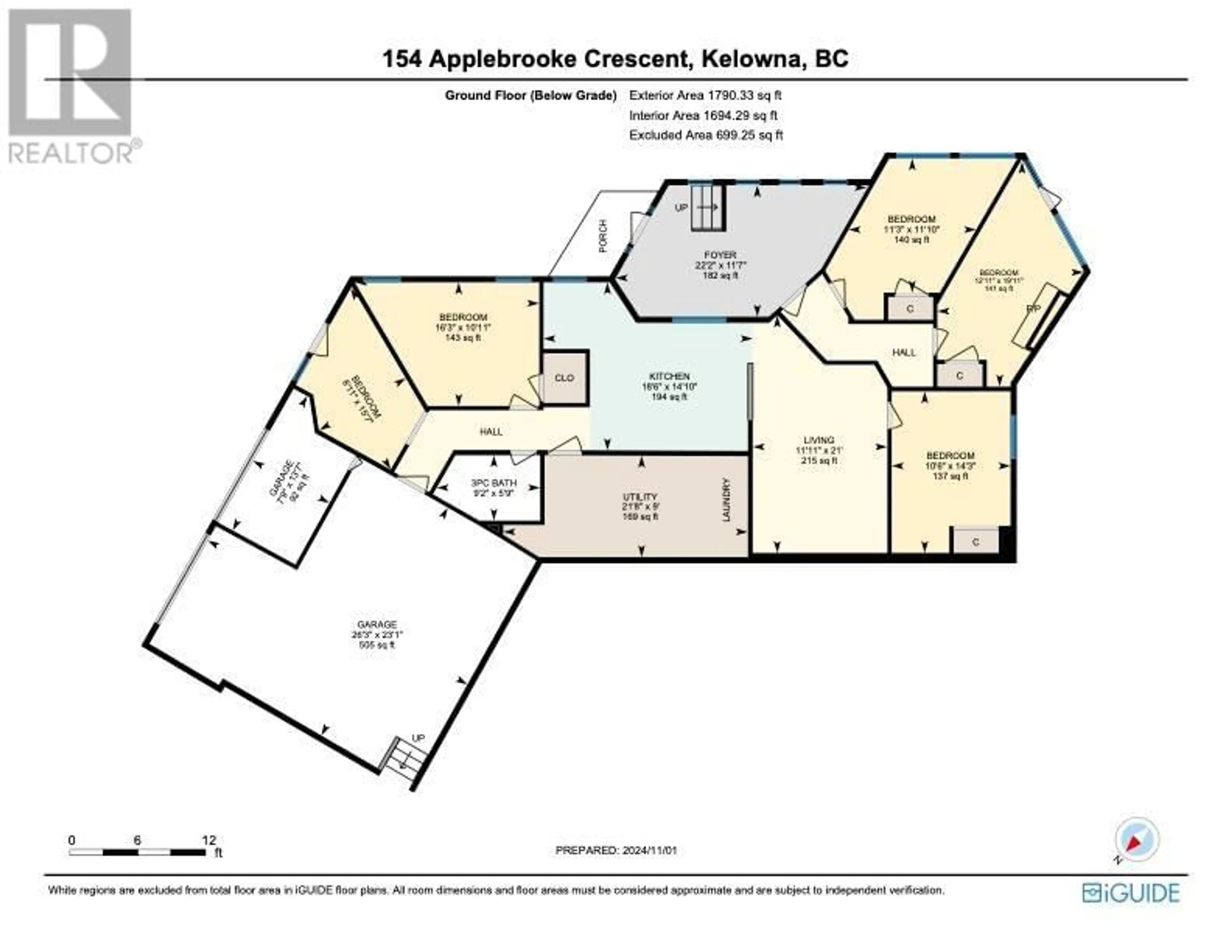 Floor plan for 154 Applebrooke Crescent, Kelowna British Columbia V1V1W4