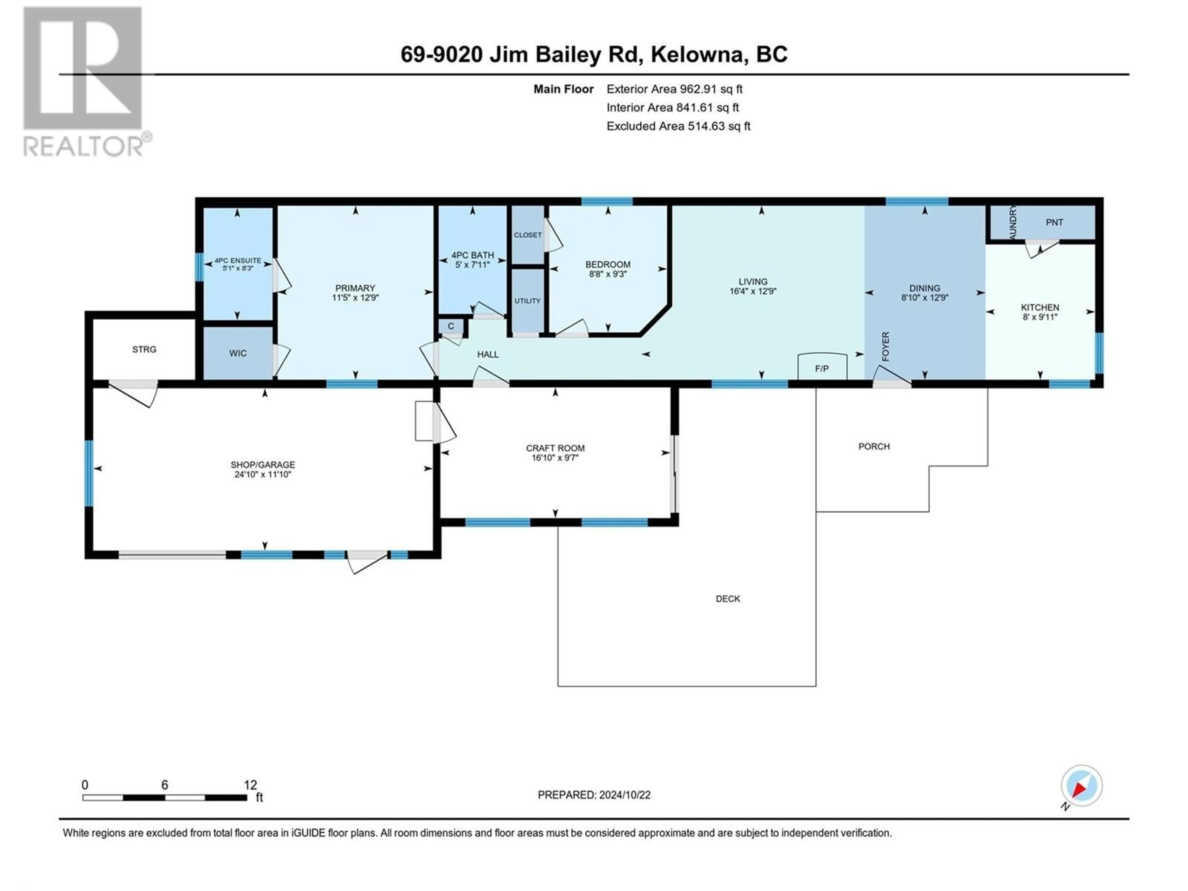 Floor plan for 9020 Jim Bailey Road Unit# 69, Kelowna British Columbia V4V1E6