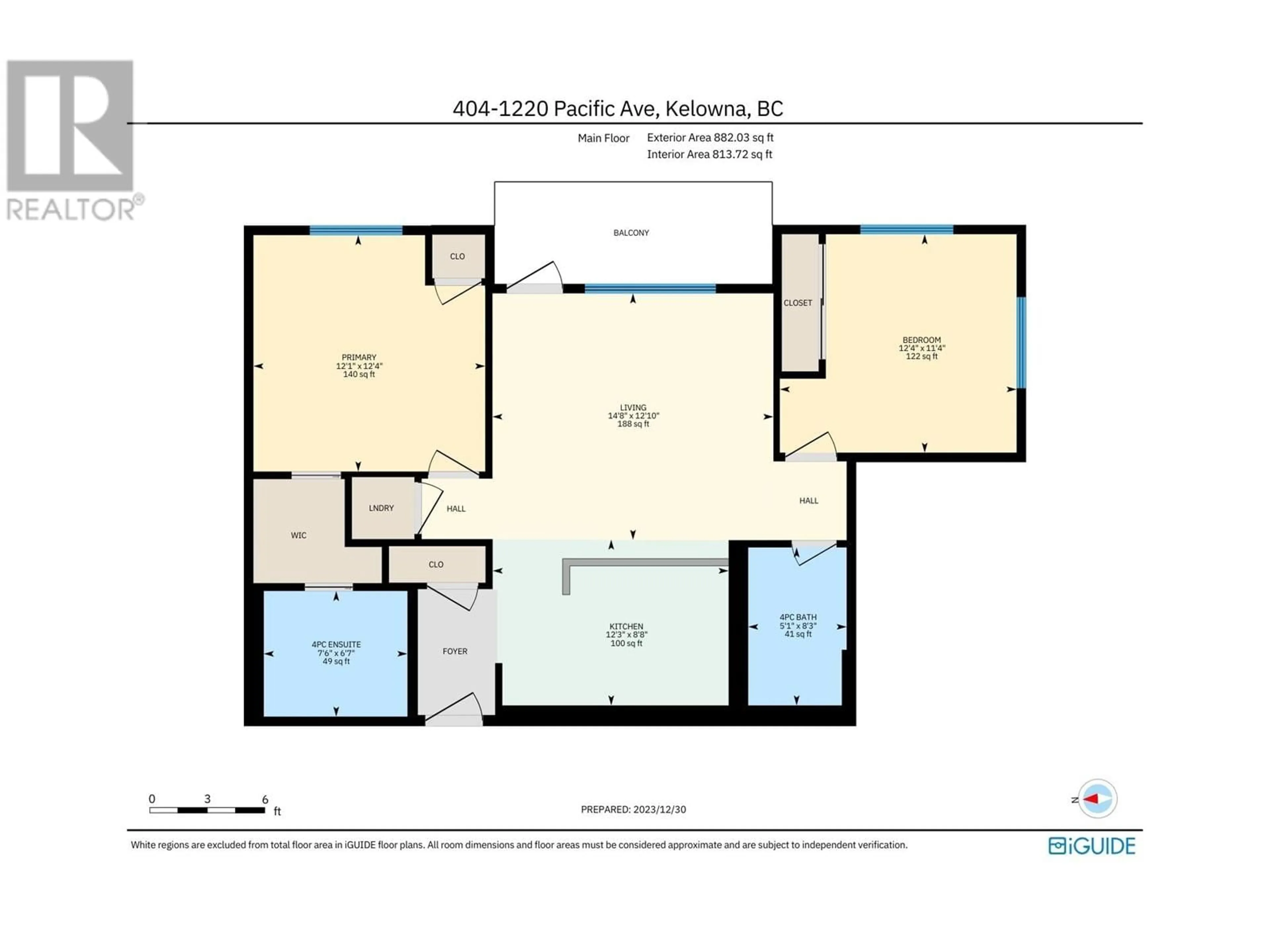 Floor plan for 1220 Pacific Avenue Unit# 404, Kelowna British Columbia V1Y5T7