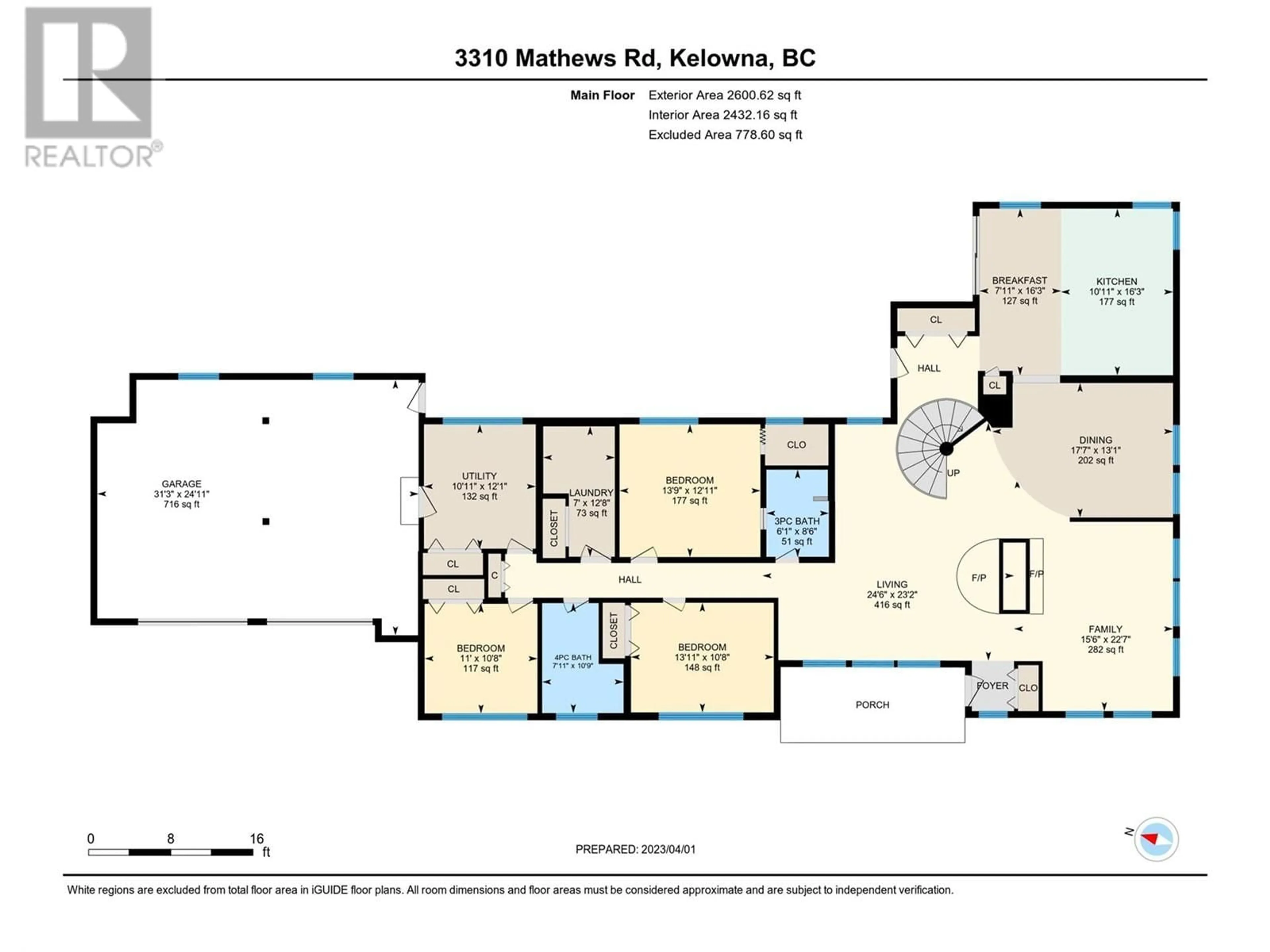 Floor plan for 3310 Mathews Road, Kelowna British Columbia V1W4C4