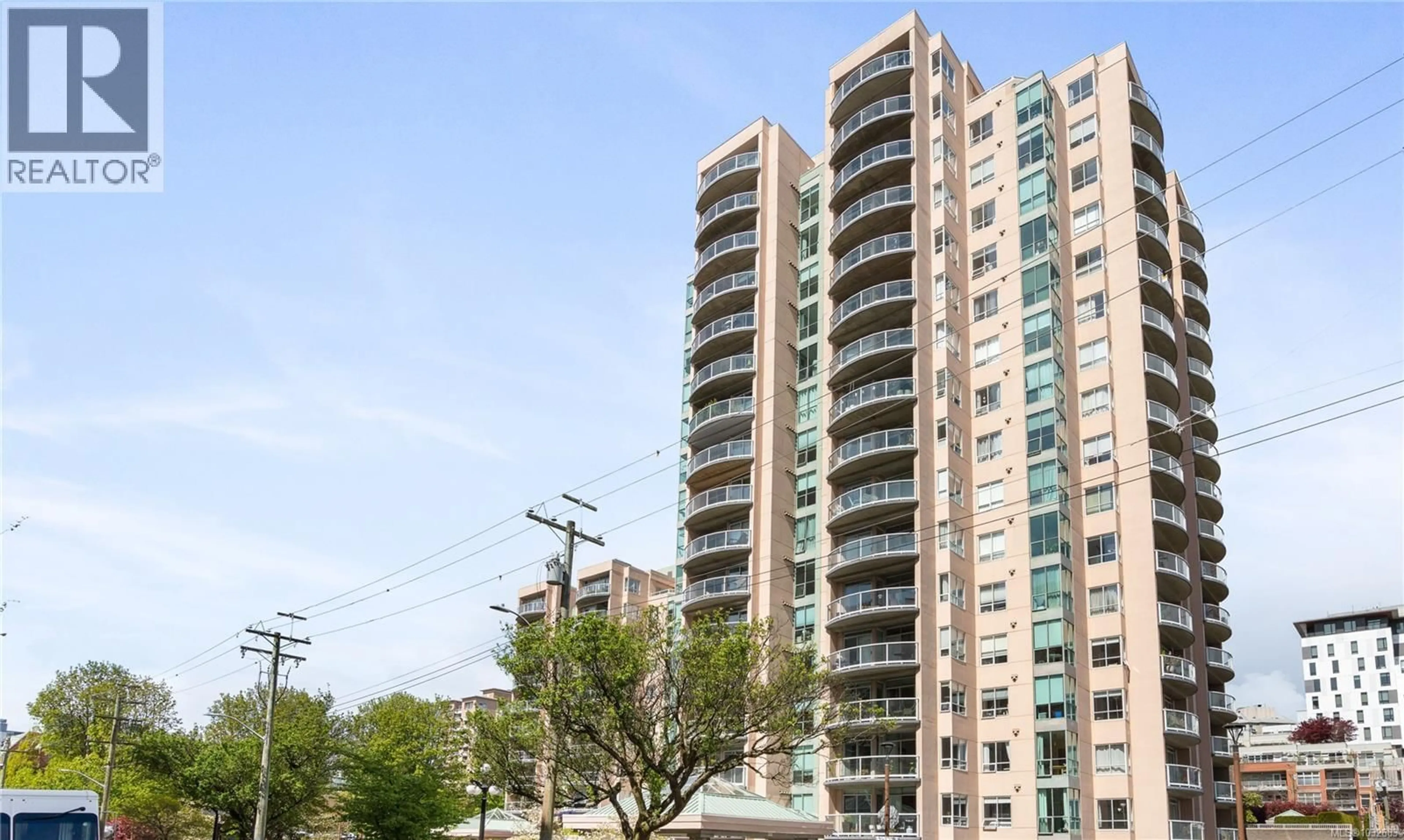 Balcony in the apartment, city buildings view from balcony for 1703 - 1020 VIEW STREET, Victoria British Columbia V8V4Y4