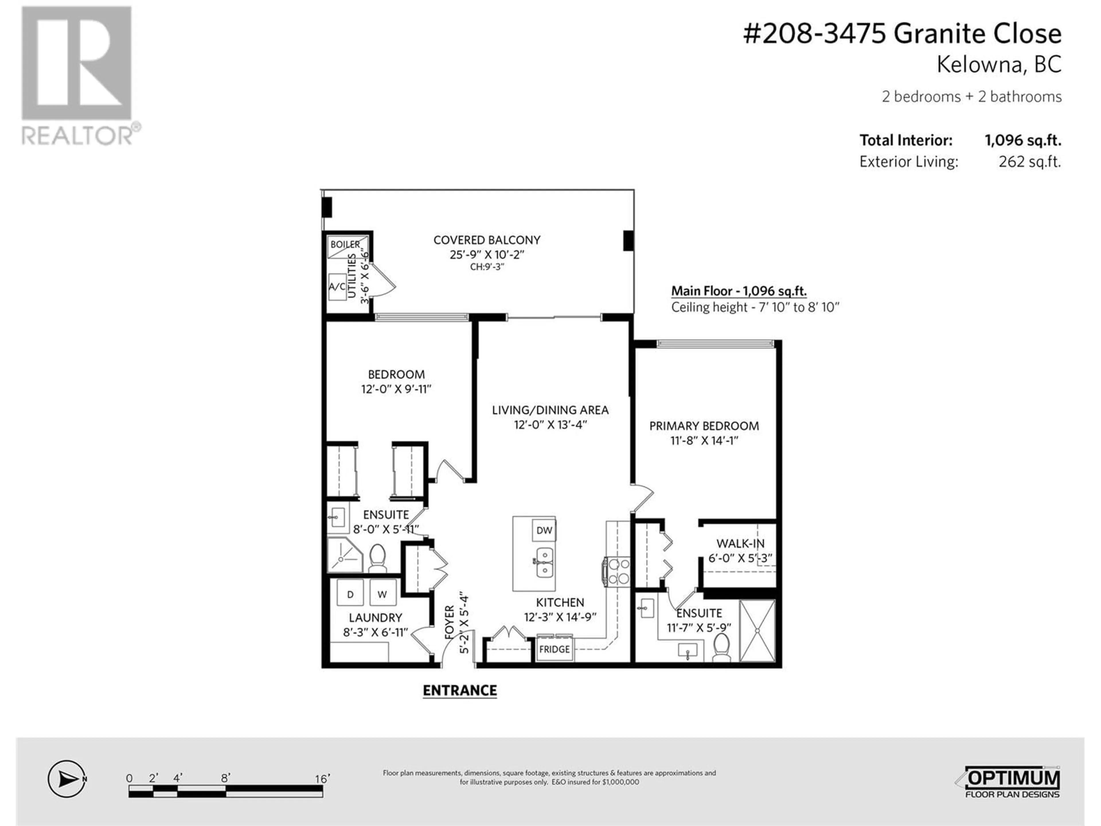 Floor plan for 3475 Granite Close Unit# 208, Kelowna British Columbia V1V0B9