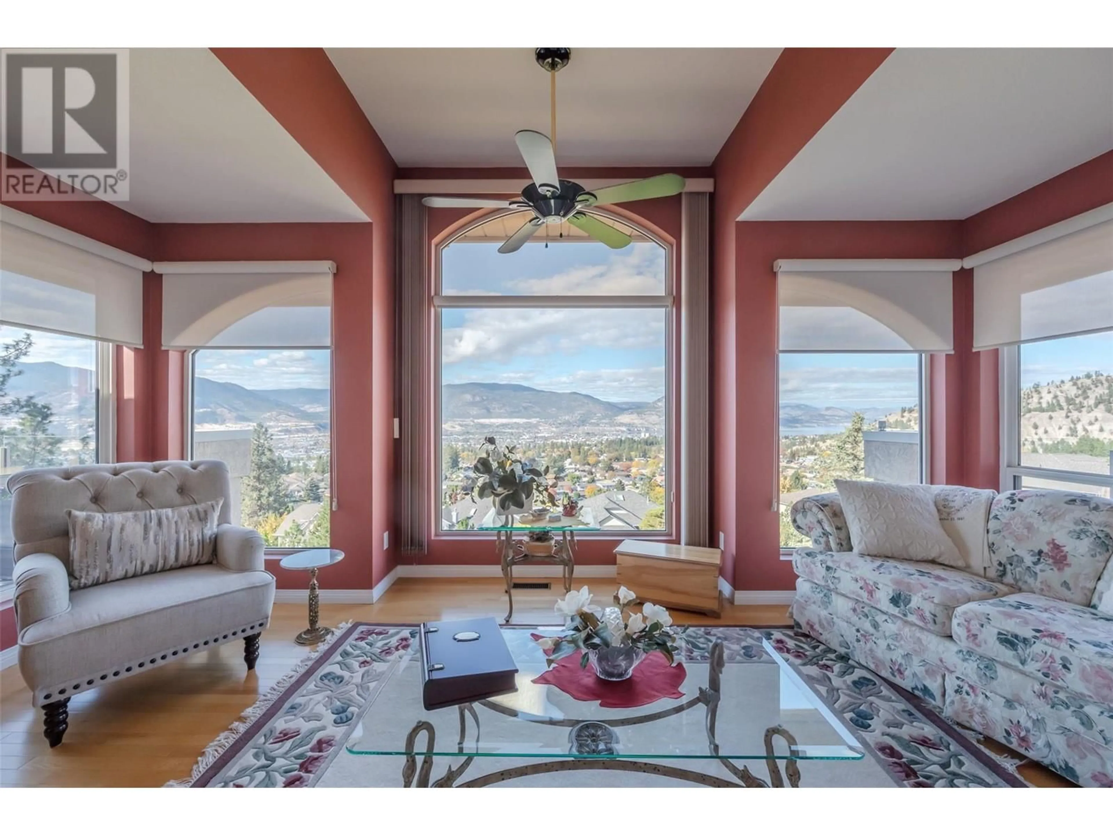 Living room, wood floors for 1608 Holden Road, Penticton British Columbia V2A8M9