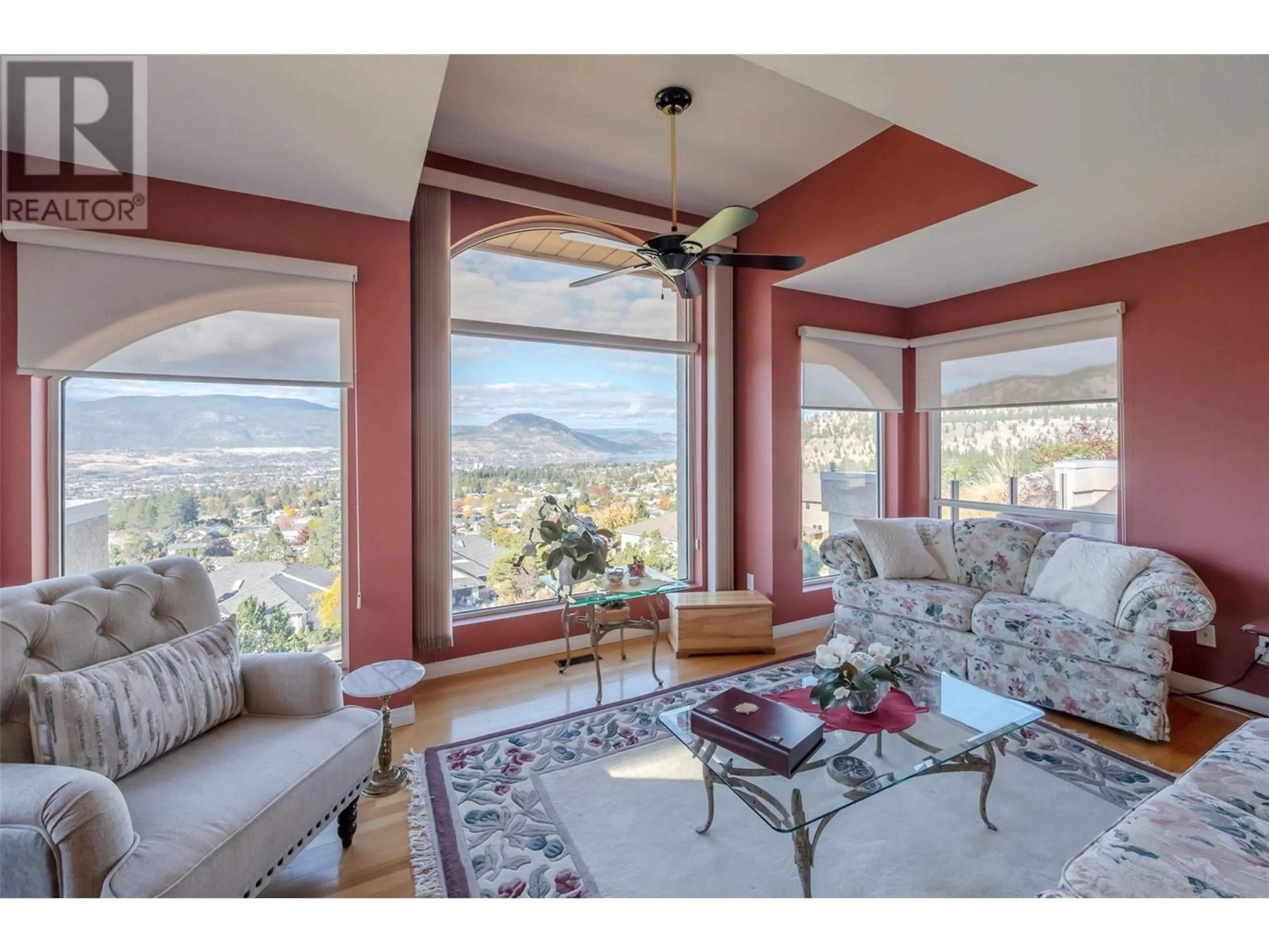 Living room, wood floors for 1608 Holden Road, Penticton British Columbia V2A8M9