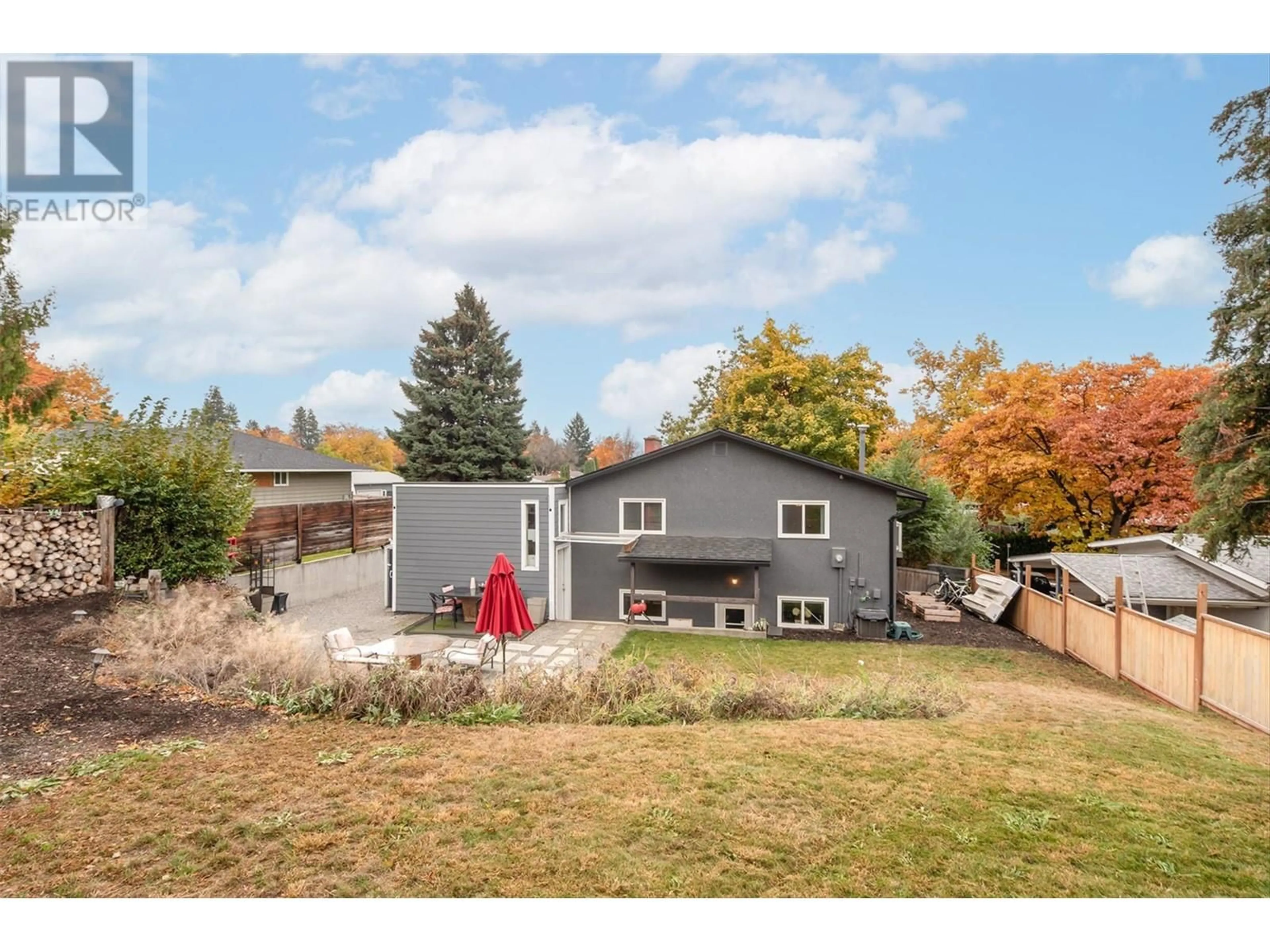 Frontside or backside of a home, the fenced backyard for 1740 Mountain Avenue, Kelowna British Columbia V1Y7H9