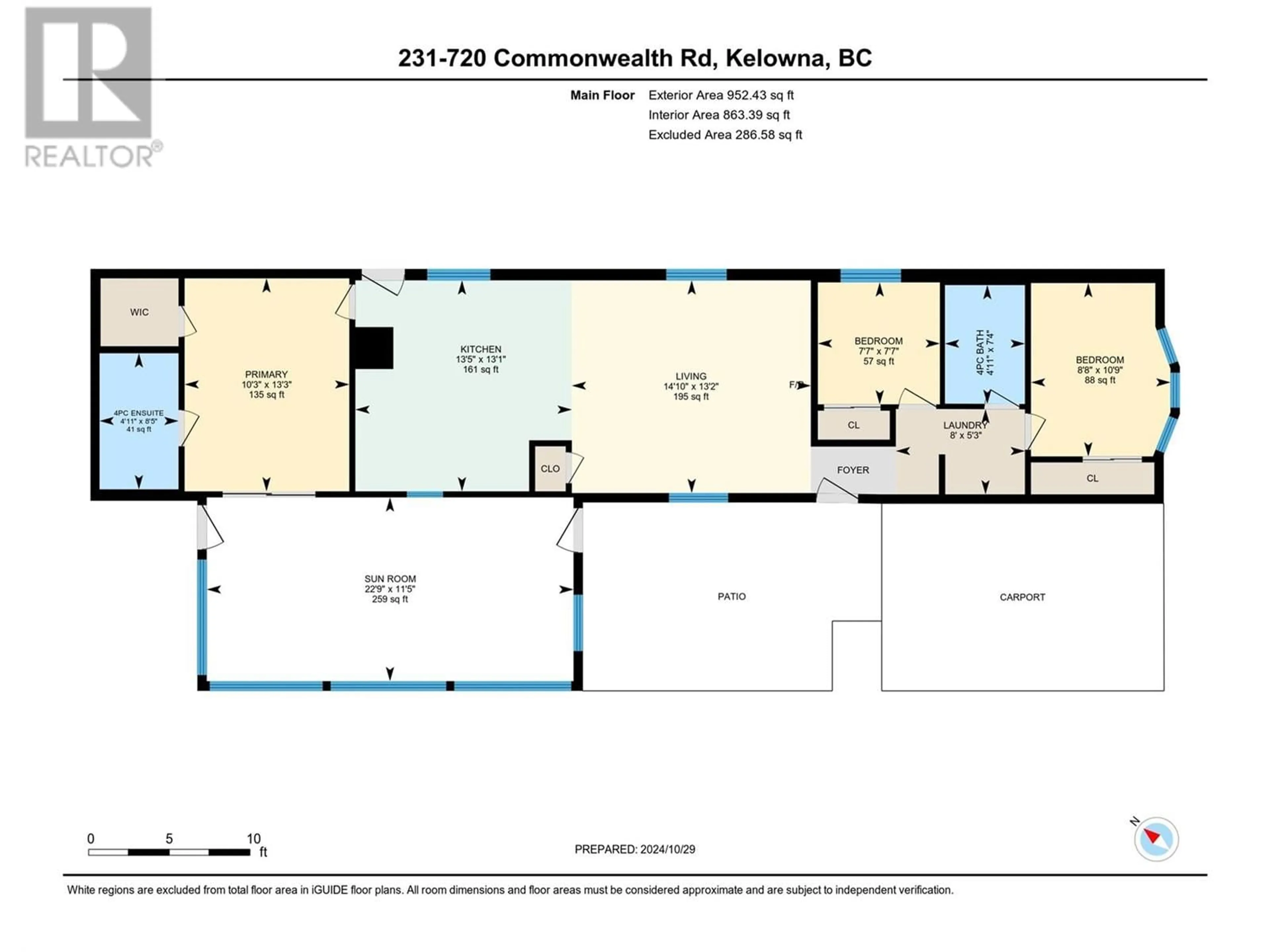 Floor plan for 720 Commonwealth Road Unit# 231, Kelowna British Columbia V4V1S2