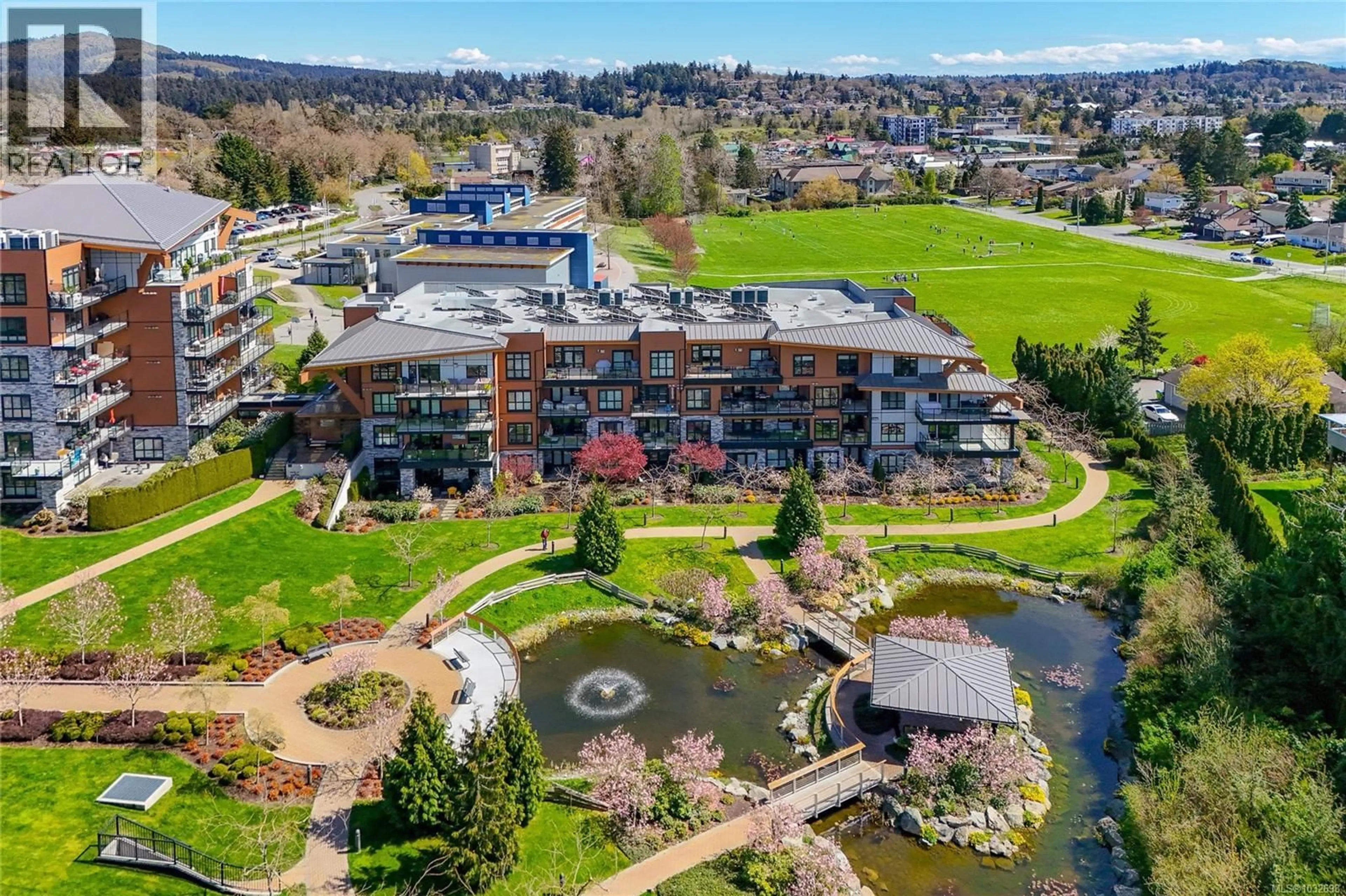 A pic from outside/outdoor area/front of a property/back of a property/a pic from drone, water/lake/river/ocean view for 105 - 745 TRAVINO LANE, Saanich British Columbia V8Z0E5