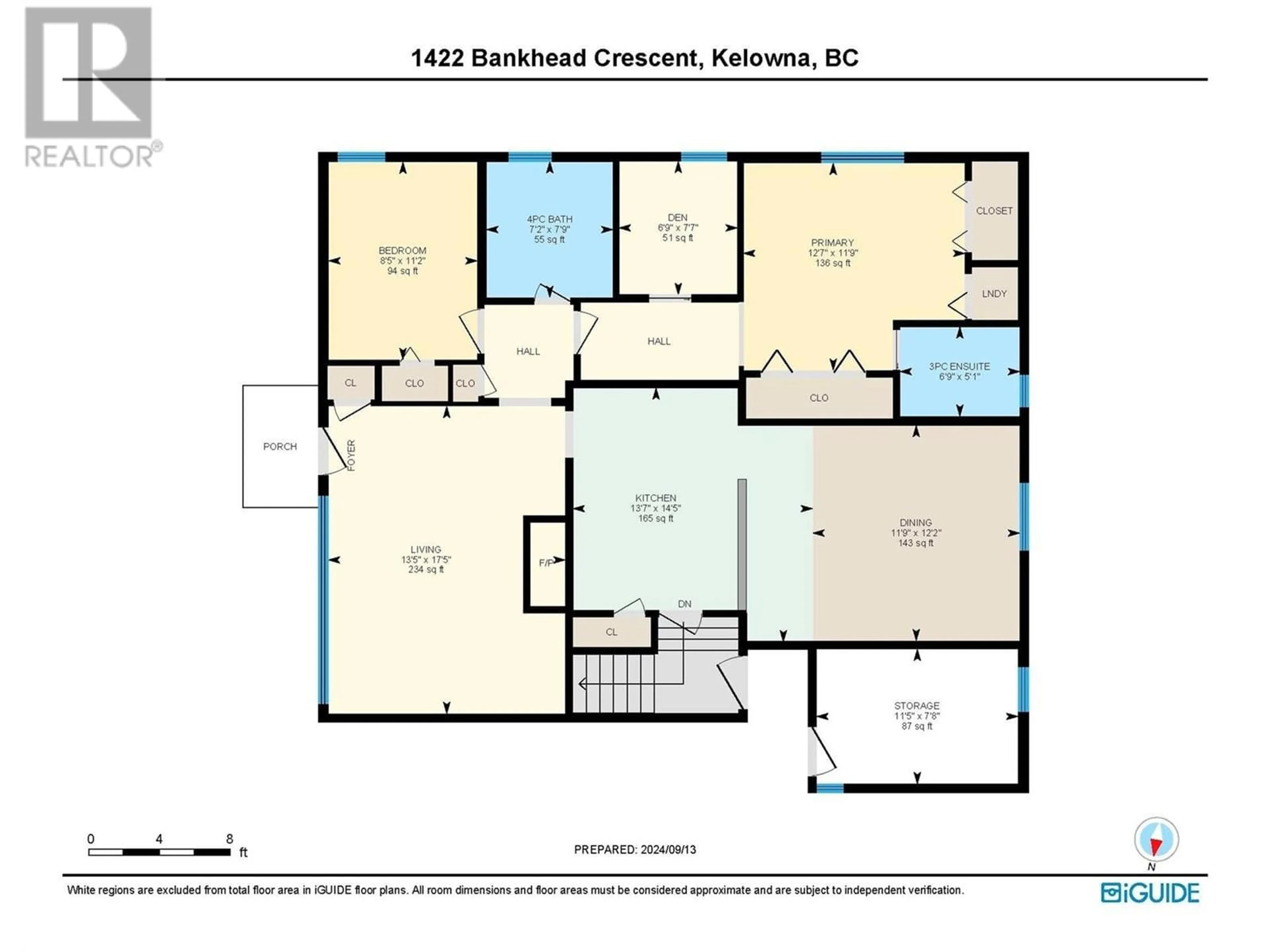 Floor plan for 1422 Bankhead Crescent, Kelowna British Columbia V1Y3V5