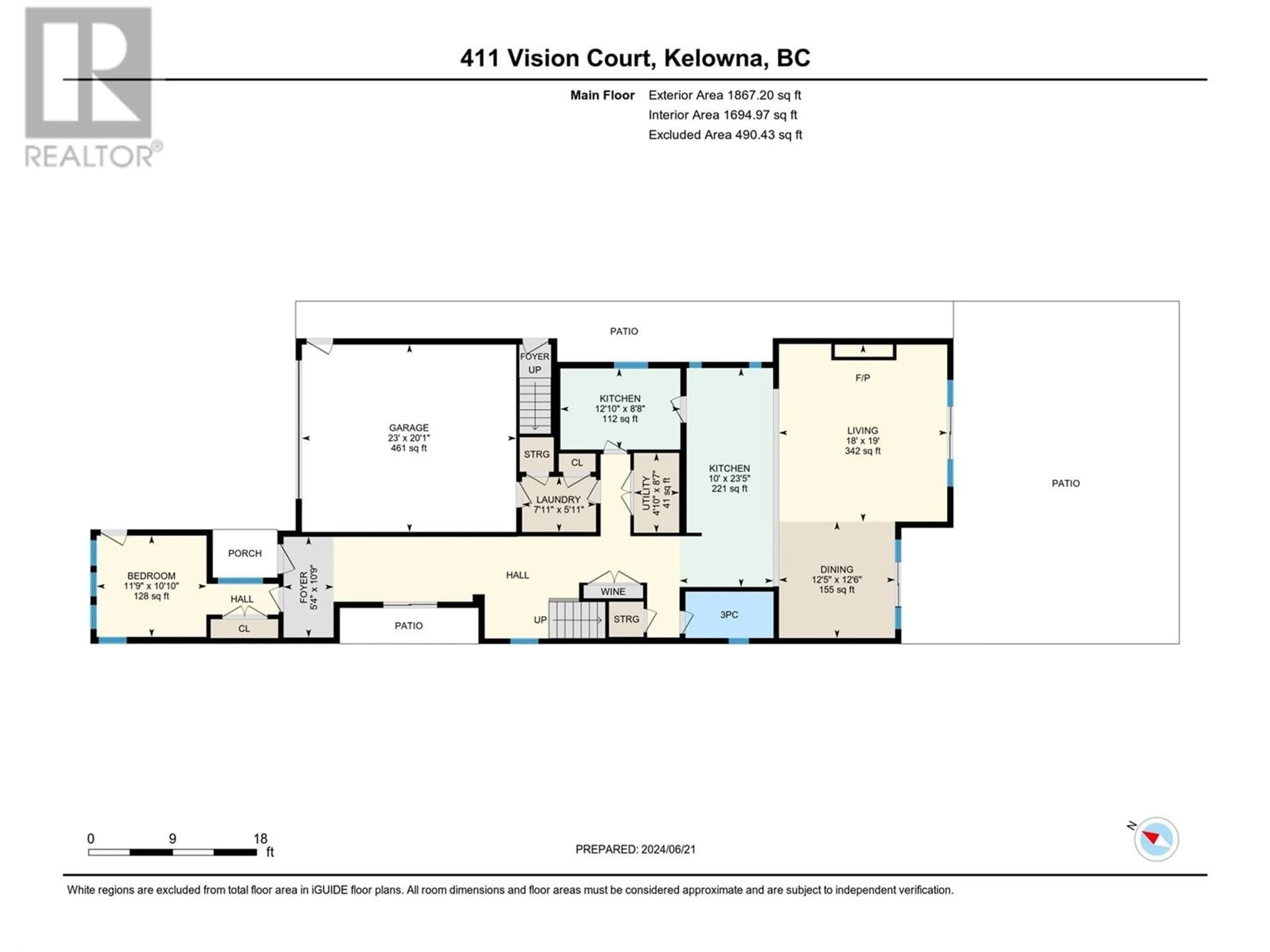 Floor plan for 411 VISION COURT, Kelowna British Columbia V1W0C4