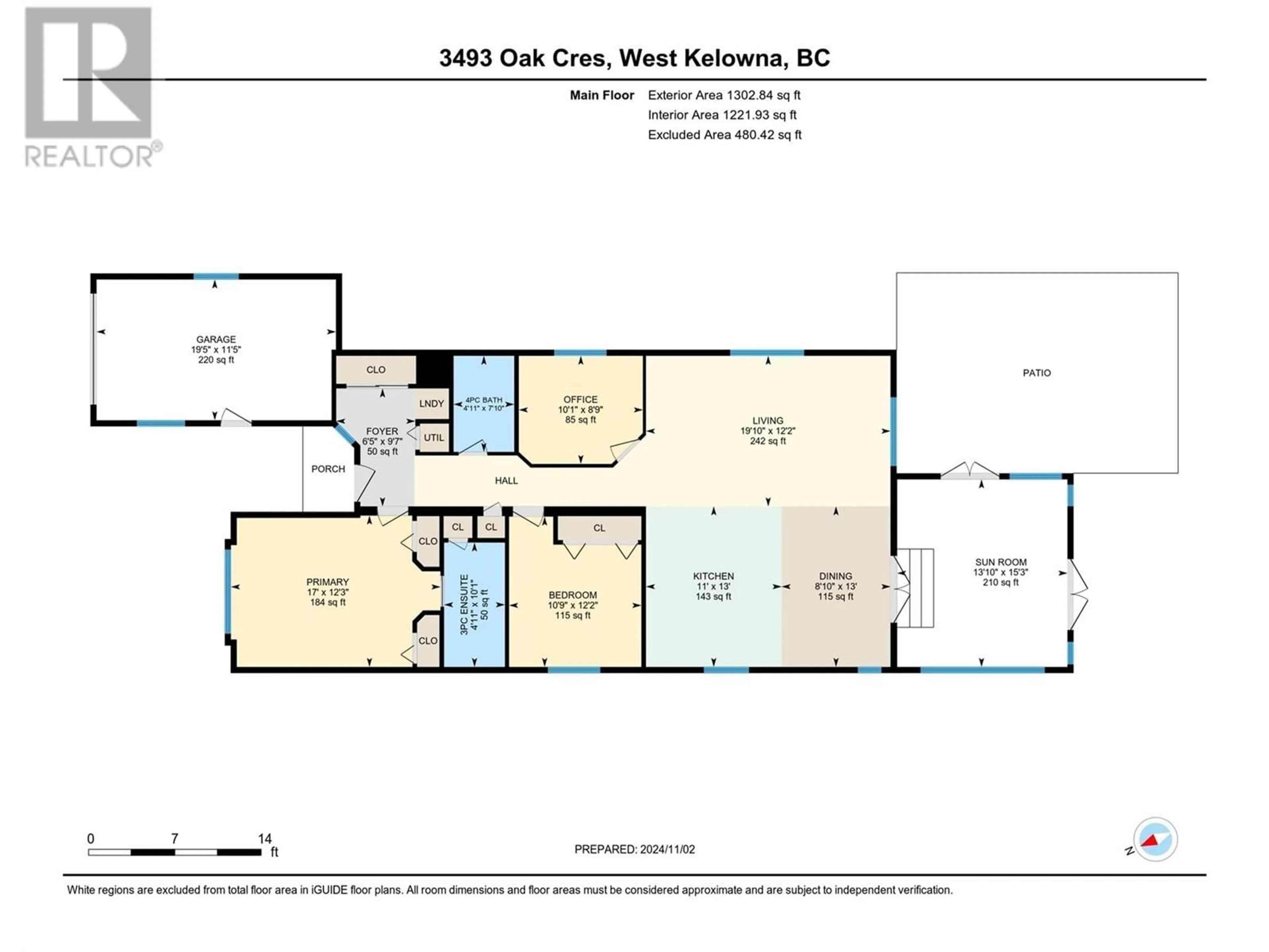 Floor plan for 3493 Oak Crescent, West Kelowna British Columbia V4T3A5