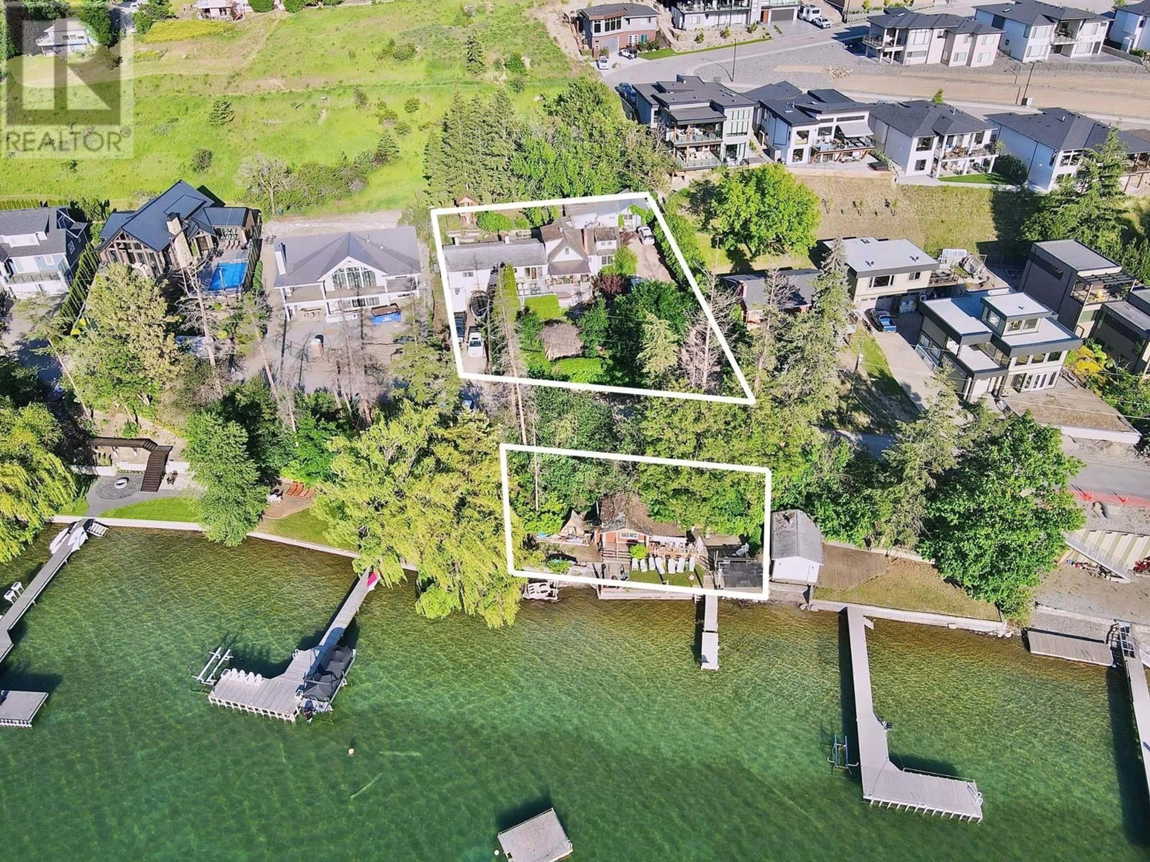 A pic from outside/outdoor area/front of a property/back of a property/a pic from drone, water/lake/river/ocean view for 15911 TRASK ROAD, Lake Country British Columbia V4V2H9