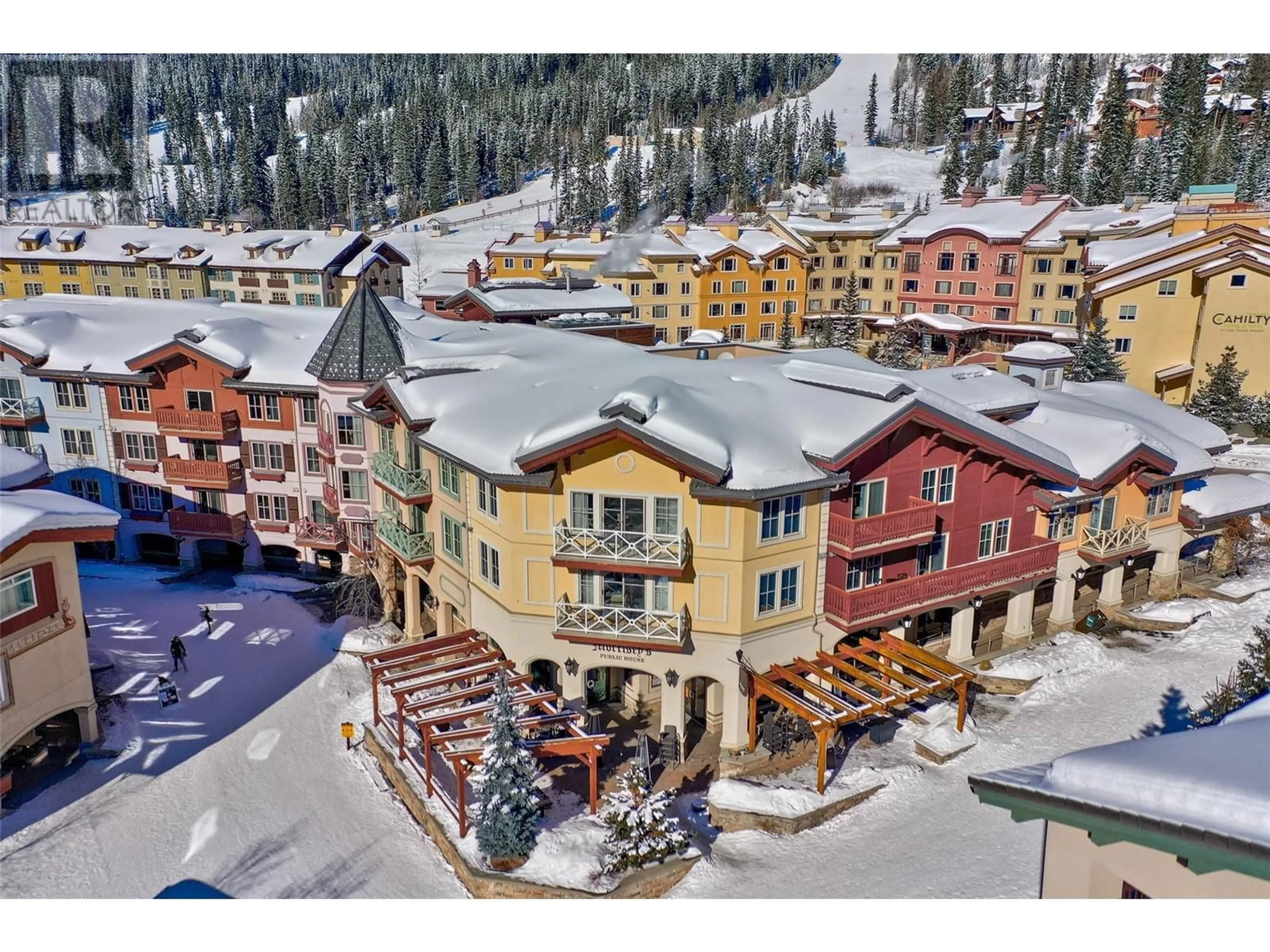 A pic from exterior of the house or condo, the street view for 3250 Village Way Unit# 1407C, Sun Peaks British Columbia V0E5N0