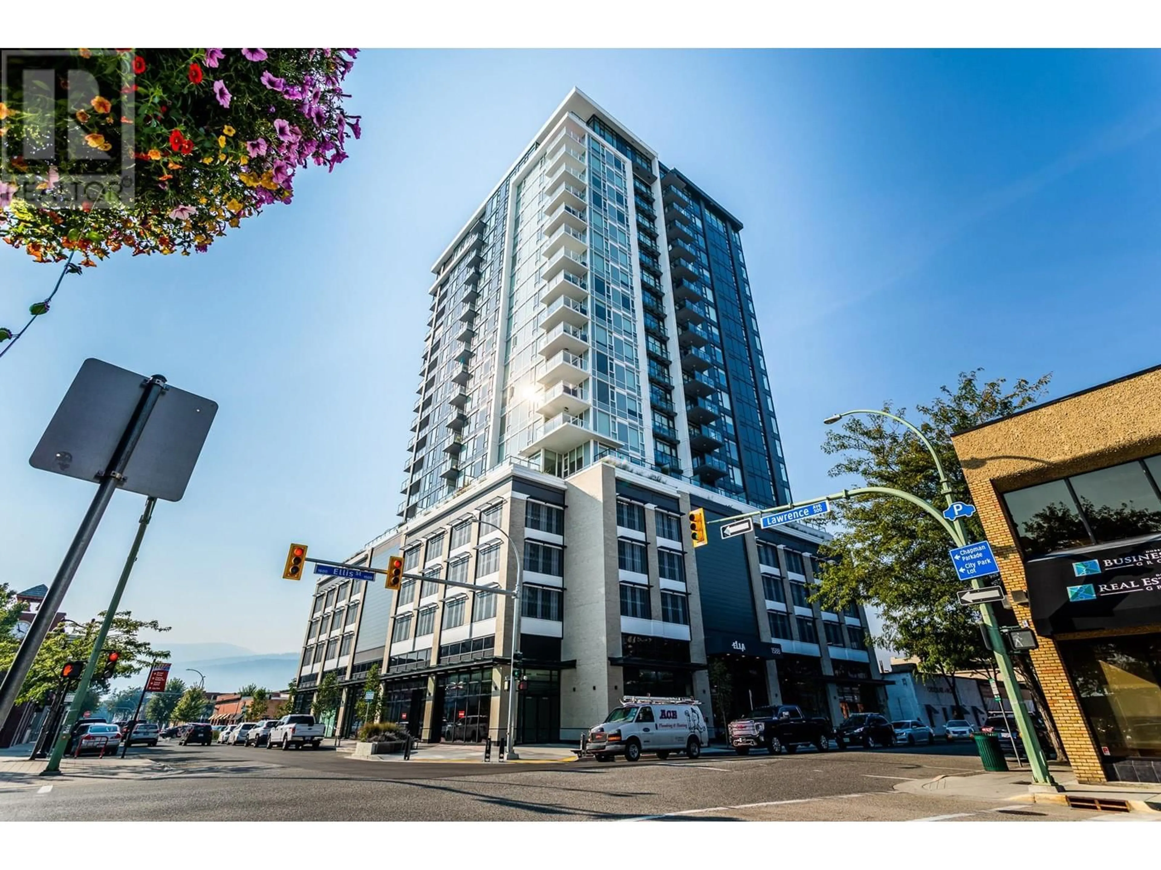 A pic from exterior of the house or condo, the street view for 1588 Ellis Street Unit# 909, Kelowna British Columbia V1Y0H1